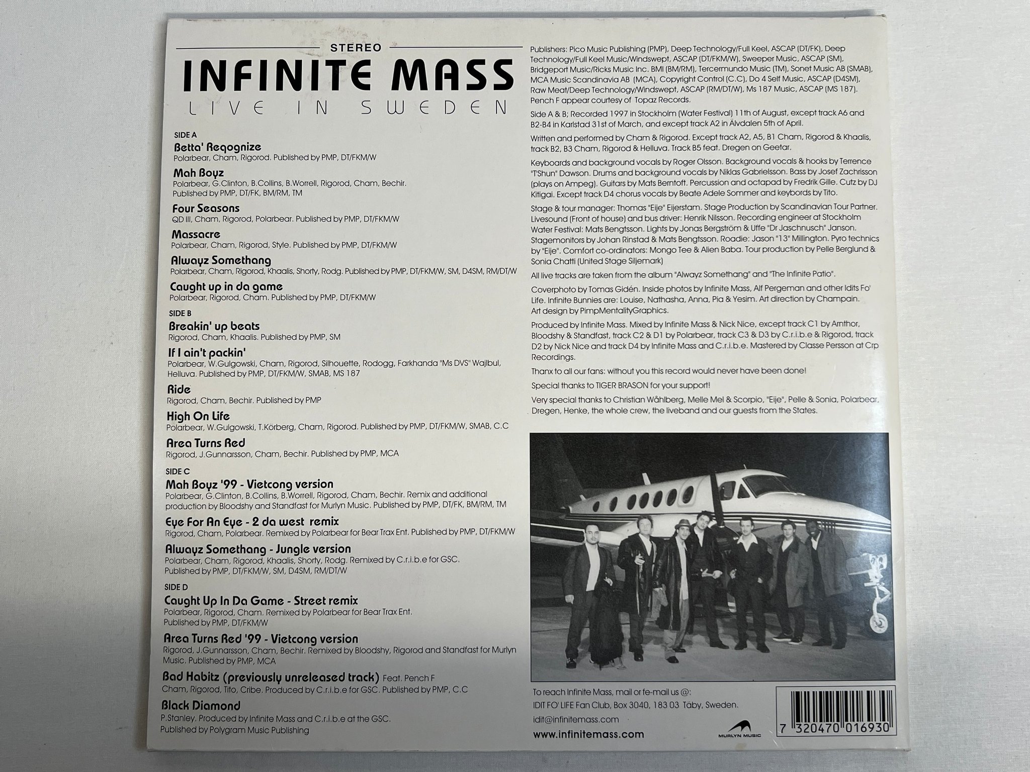 Omslagsbild för skivan INFINITE MASS live in Sweden 2xLP -99 MURLYN MUR005 ** super rare **