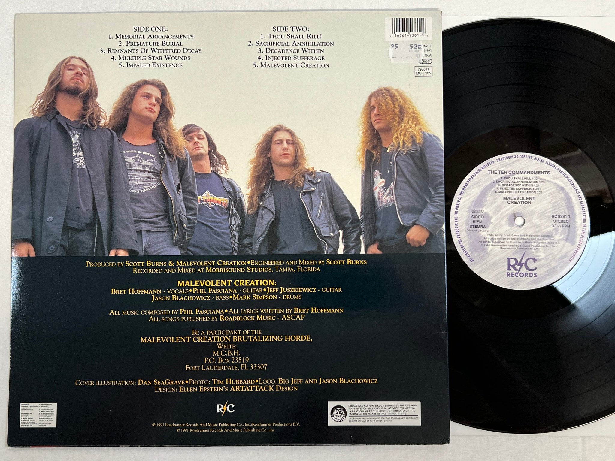 Omslagsbild för skivan MALEVOLENT CREATION The Ten Commandments LP -91 ROADRUNNER RC 93611 death metal