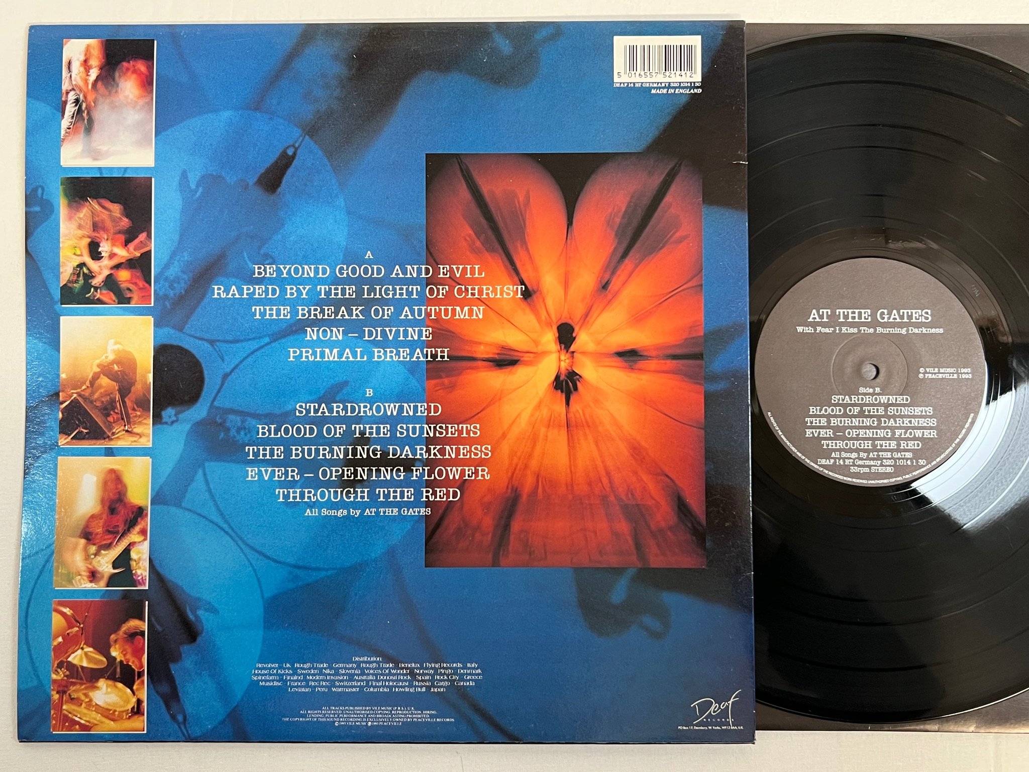 Omslagsbild för skivan AT THE GATES With Fear I Kiss The Burning Darkness LP -93 UK DEAF 14 death metal