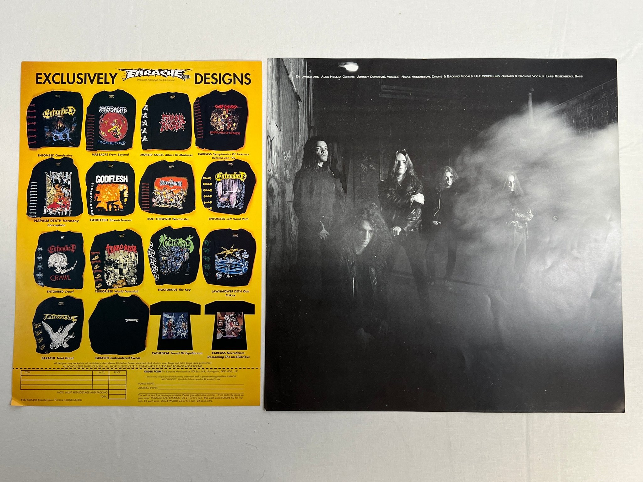 Omslagsbild för skivan ENTOMBED clandestine LP -92 UK EARACHE MOSH 37 ** rare death metal **