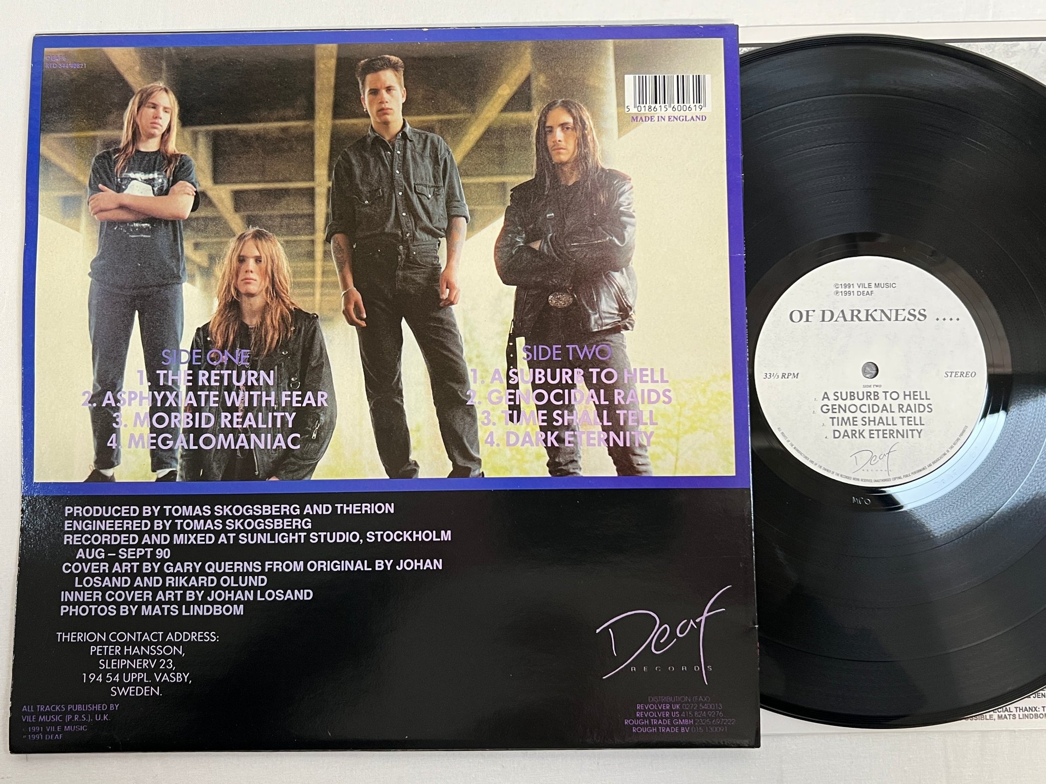 Omslagsbild för skivan THERION Of Darkness.... LP -91 UK deaf 6 ** rare death metal **