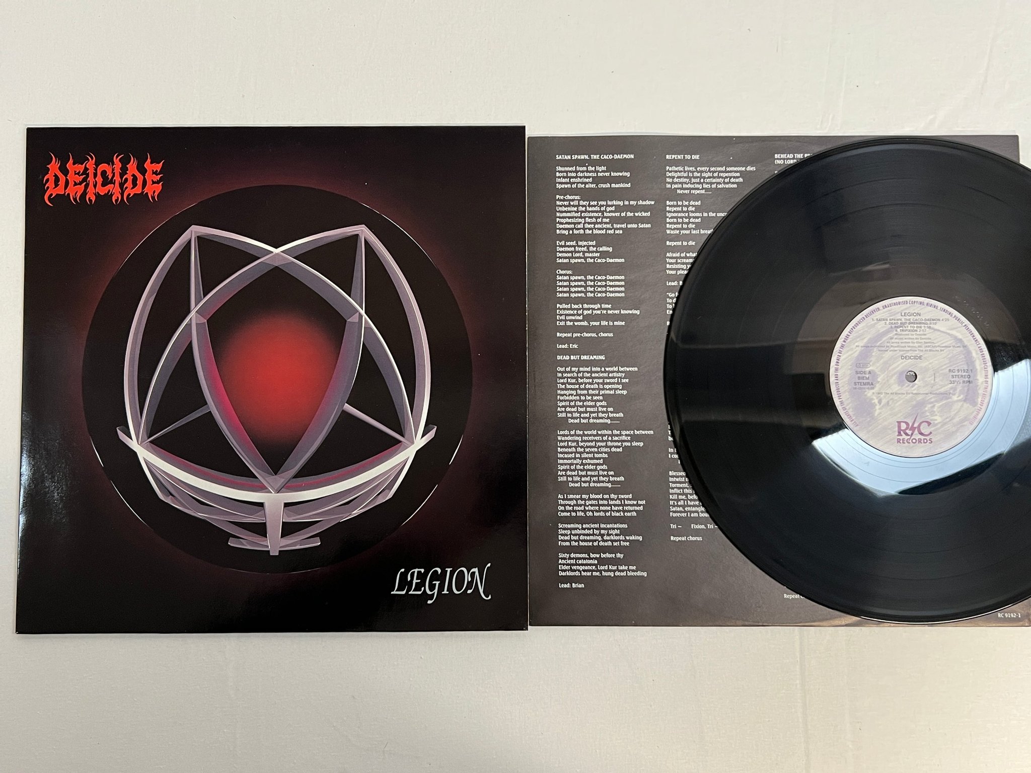 Omslagsbild för skivan DEICIDE legion LP -92 R/C RC 9192-1 ** rare death metal **