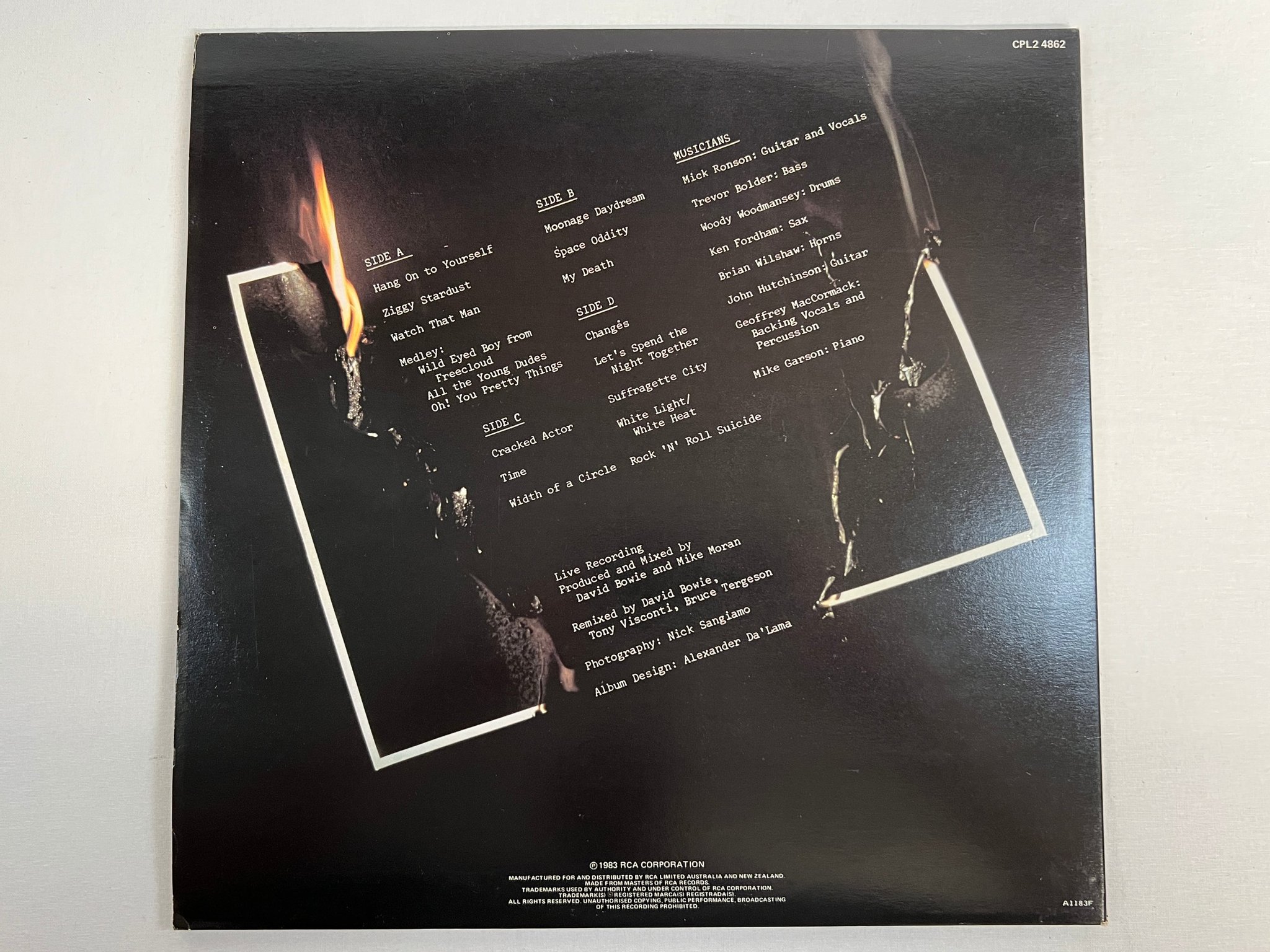 Omslagsbild för skivan DAVID BOWIE ziggy stardust the motion picture 2xLP -83 New Zealand CPL2-4862 ** 