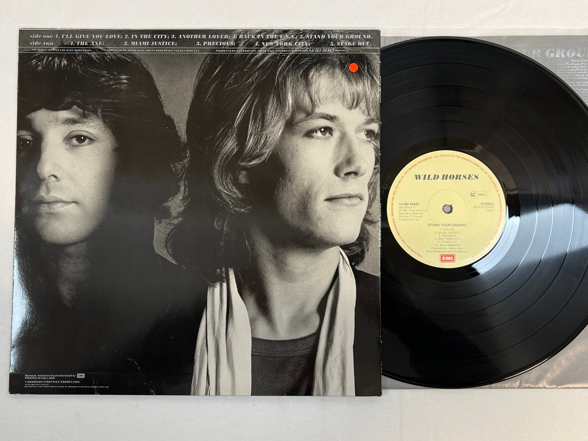 Omslagsbild för skivan WILD HORSES Stand Your Ground LP -81 HOL EMI 1a 062-64343