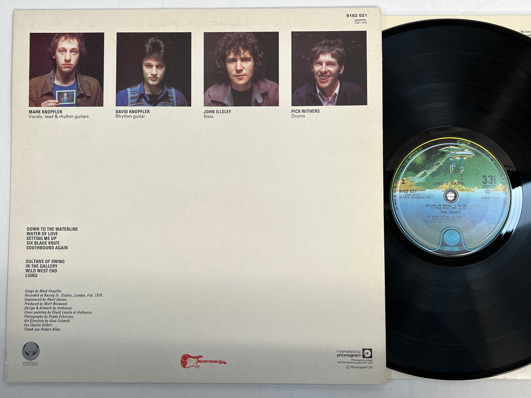 Omslagsbild för skivan DIRE STRAITS s/t LP -78 UK VERTIGO 9102 021 "sultans of swing"