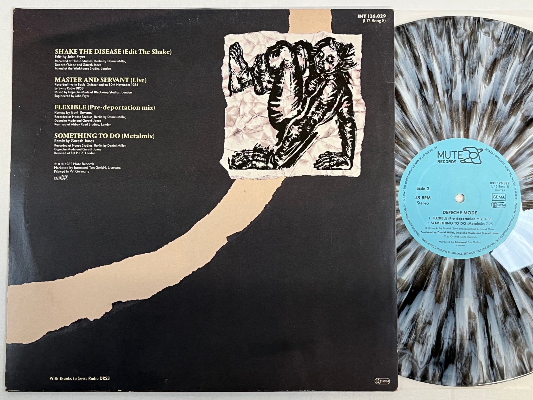Omslagsbild för skivan DEPECHE MODE Shake The Disease 12"single 1985 Ger MUTE INT 126.829 grey marbled 
