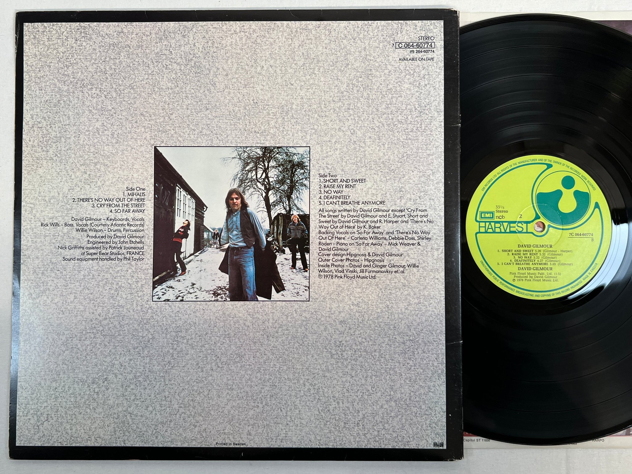 Omslagsbild för skivan DAVID GILMOUR s/t LP -78 ncb HARVEST 7C 064-60774