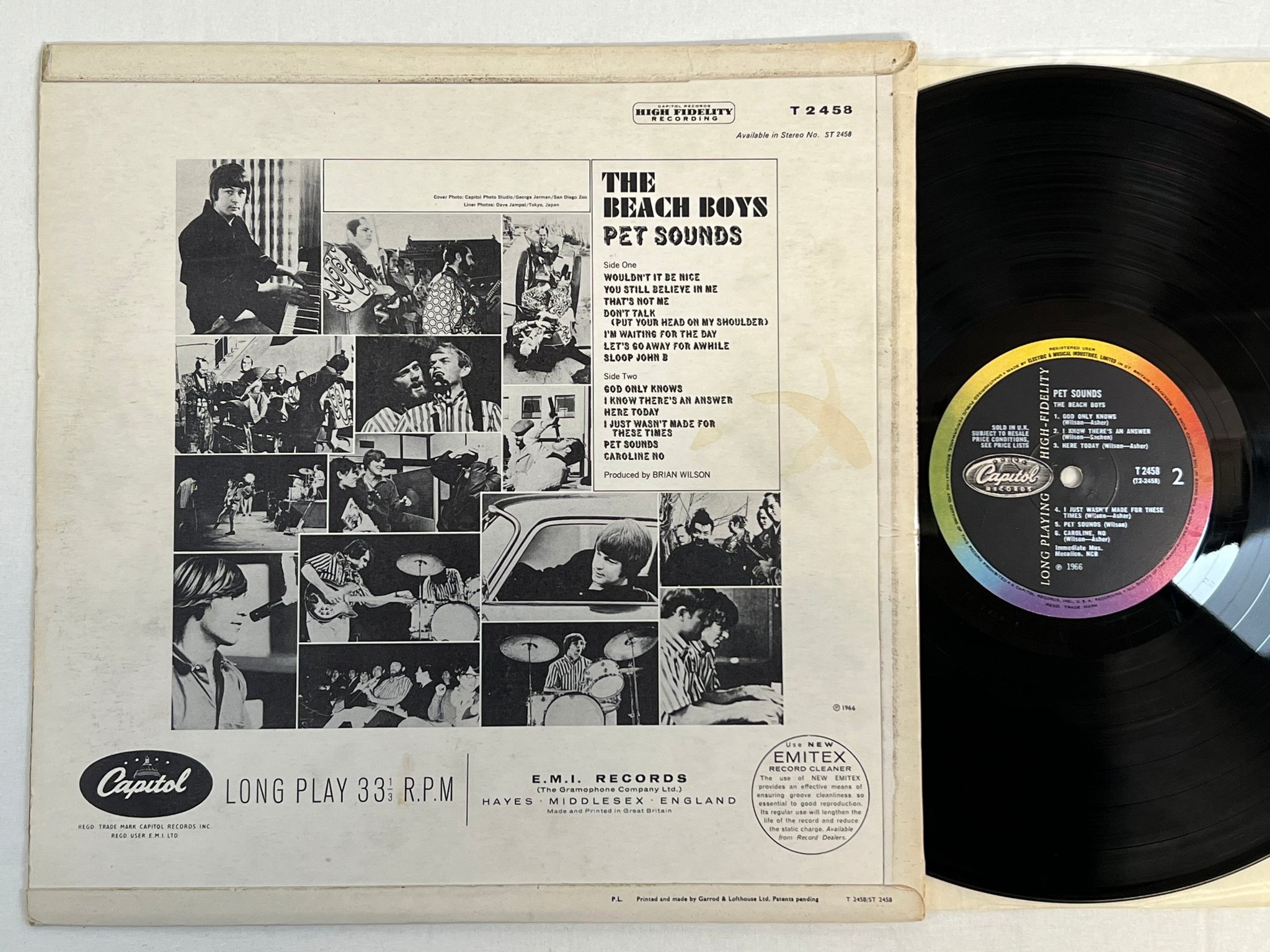 Omslagsbild för skivan THE BEACH BOYS pet sounds LP -66 UK CAPITOL T 2458 ** EPIC  ***