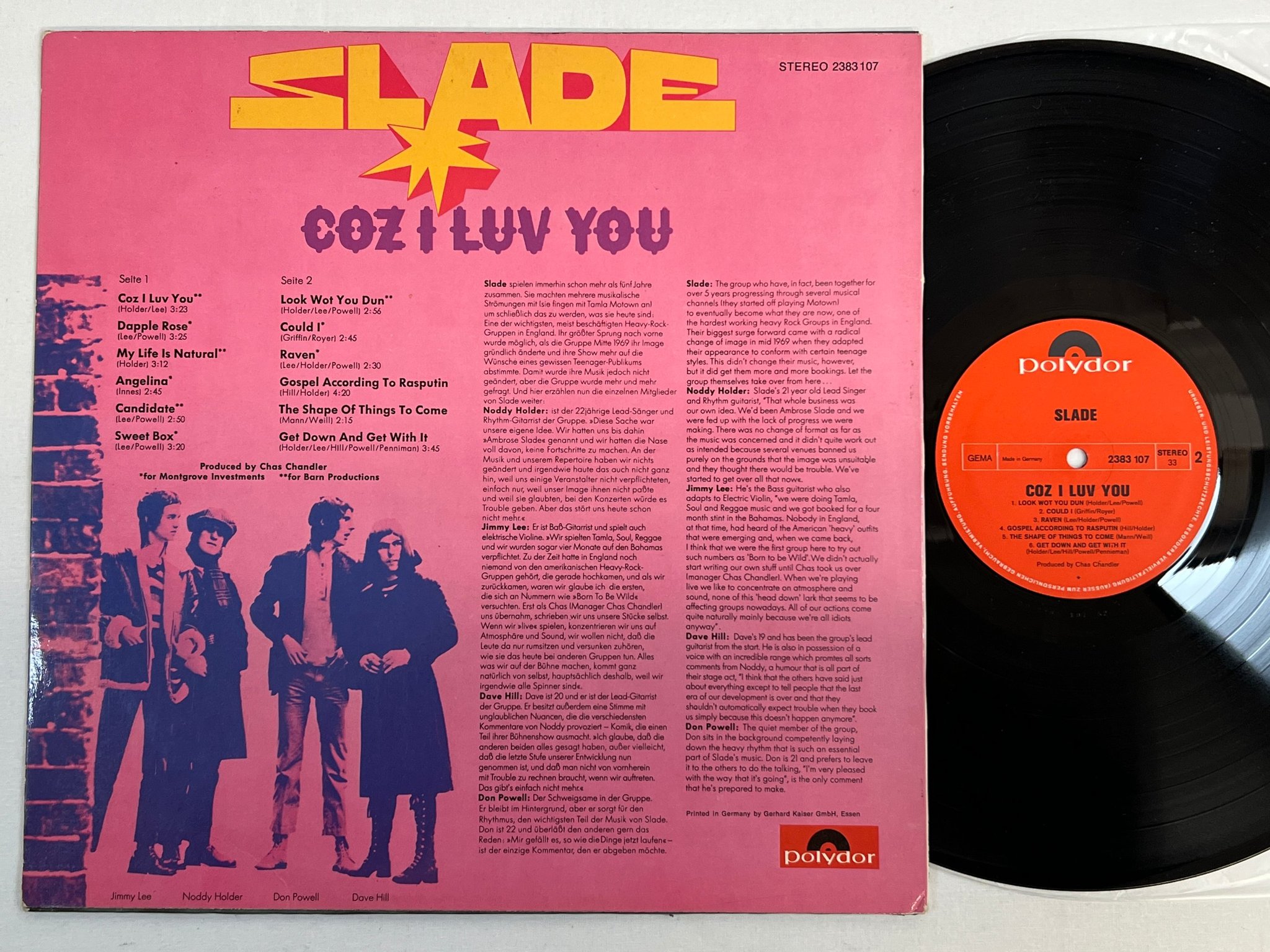 Omslagsbild för skivan SLADE coz I luv you LP Ger POLYDOR 2383 107