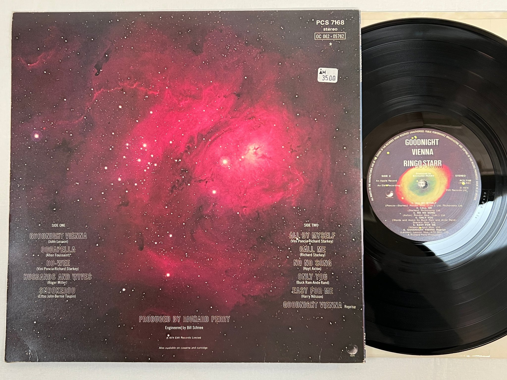 Omslagsbild för skivan RINGO STARR goodnight Vienna LP -74 UK APPLE PCS 7168