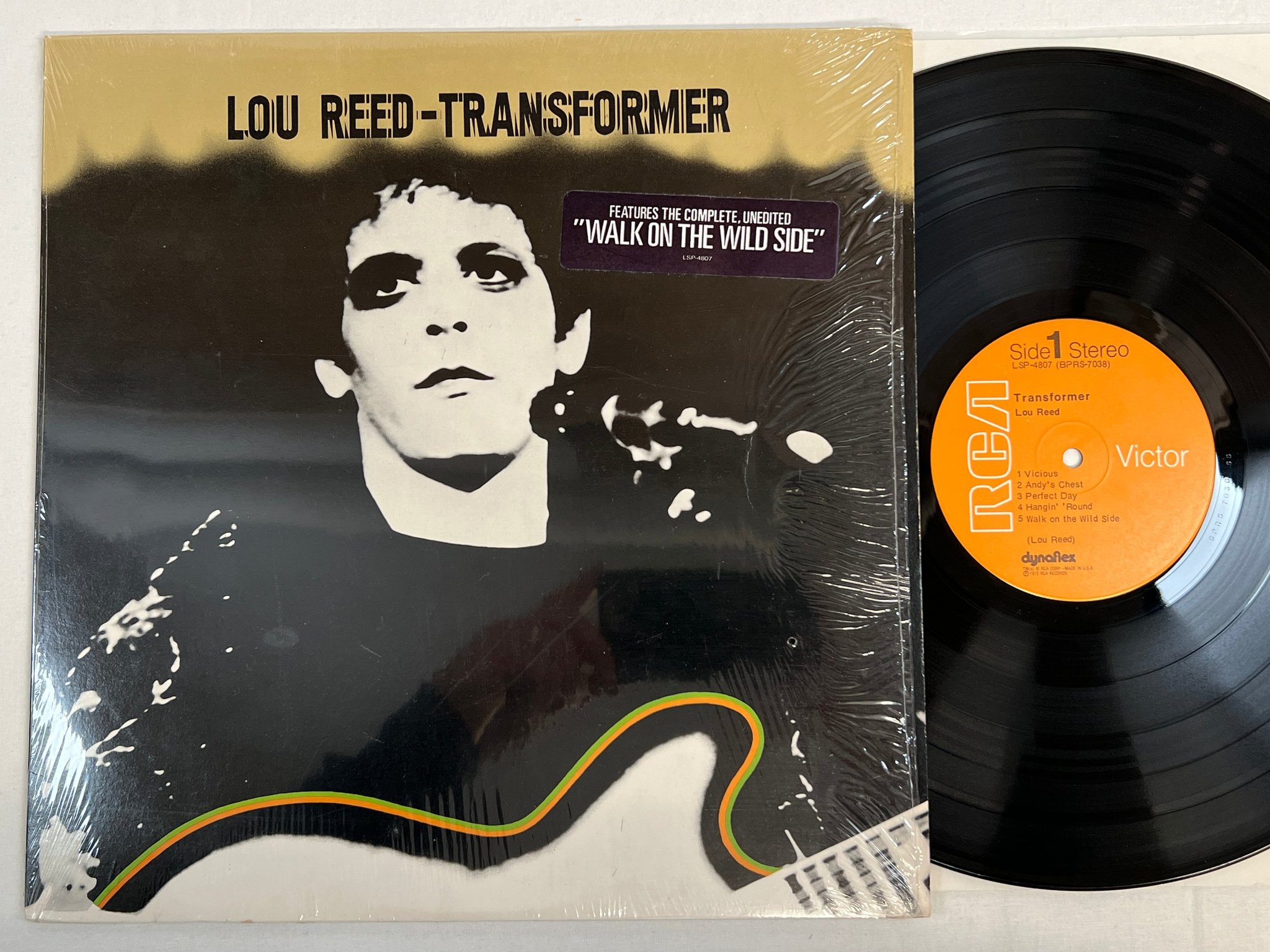 Omslagsbild för skivan LOU REED transformer LP -72 US RCA LSP-4807 " HYPE STICKER " 