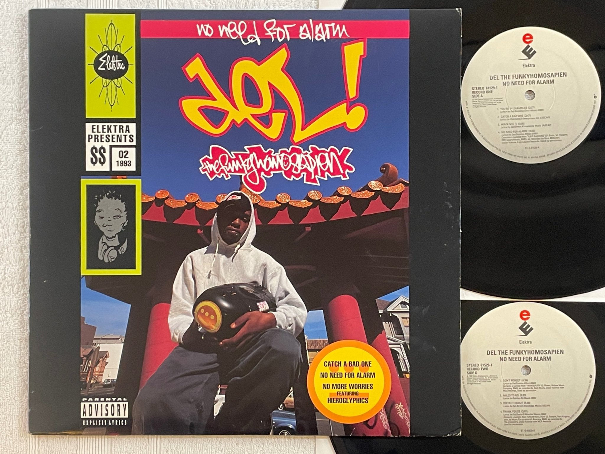Omslagsbild för skivan DEL! THE FUNKY HOMOSAPIEN no need for alarm LP -93 US ELEKTRA 61529-1