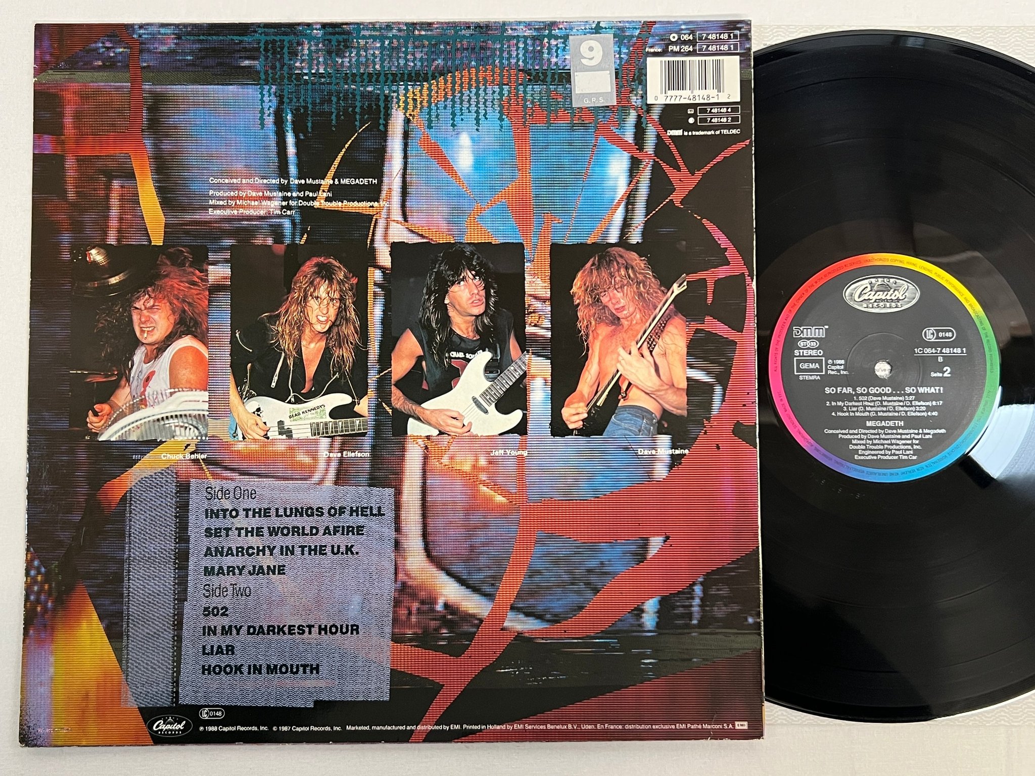 Omslagsbild för skivan MEGADETH so far so good ... so what LP -88 CAPITOL 1C 064-7 48148 1