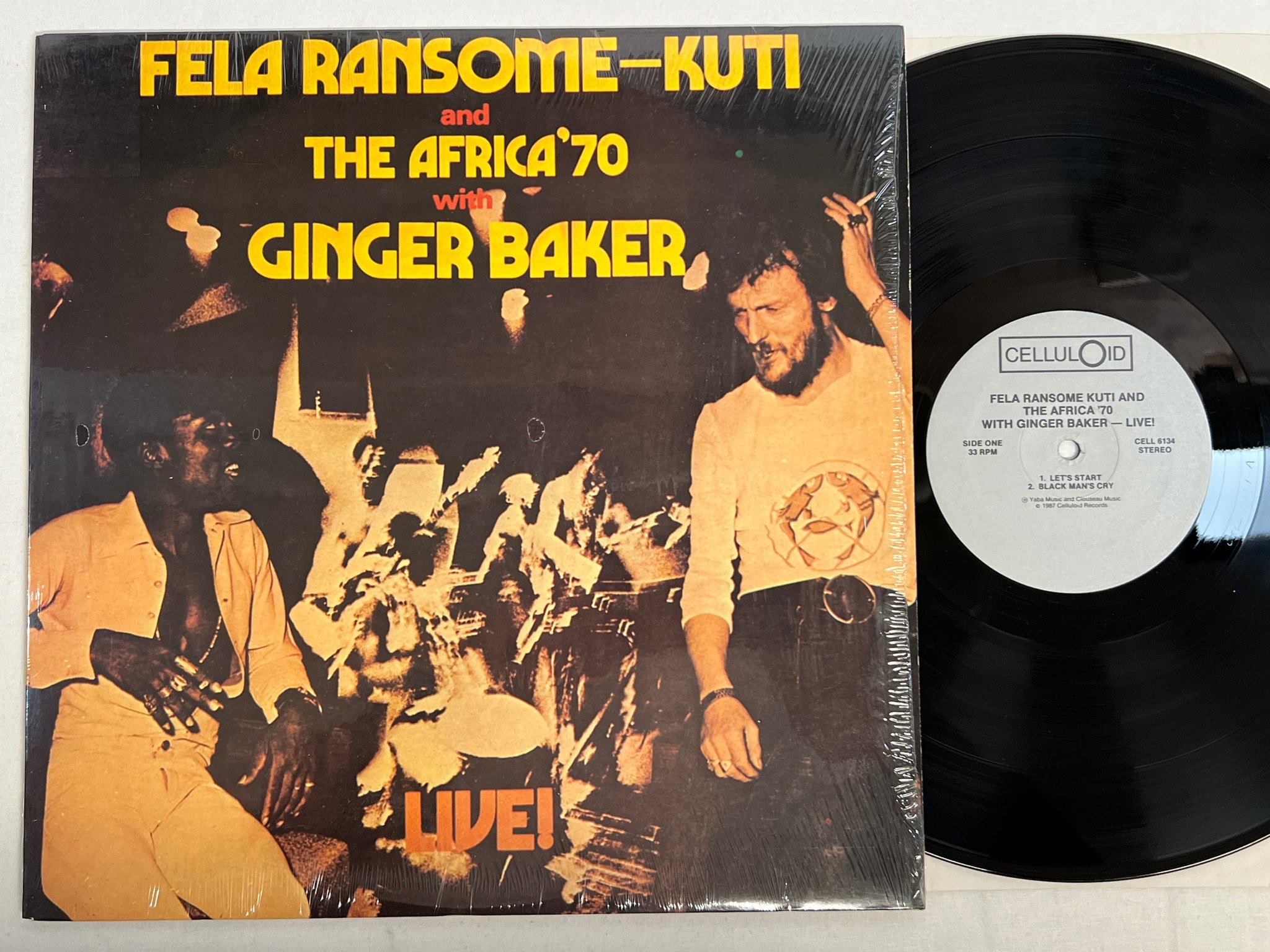 Omslagsbild för skivan FELA RANSOME KUTI & THE AFRICA 70 w/ Ginger Baker LP -71/87 US CELLULOID CELL 61