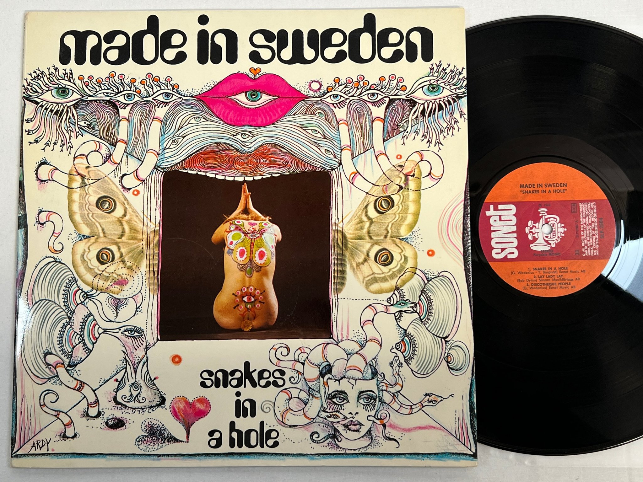 Omslagsbild för skivan MADE IN SWEDEN snake in a hole LP -69 Swe SONET SLP-2504 