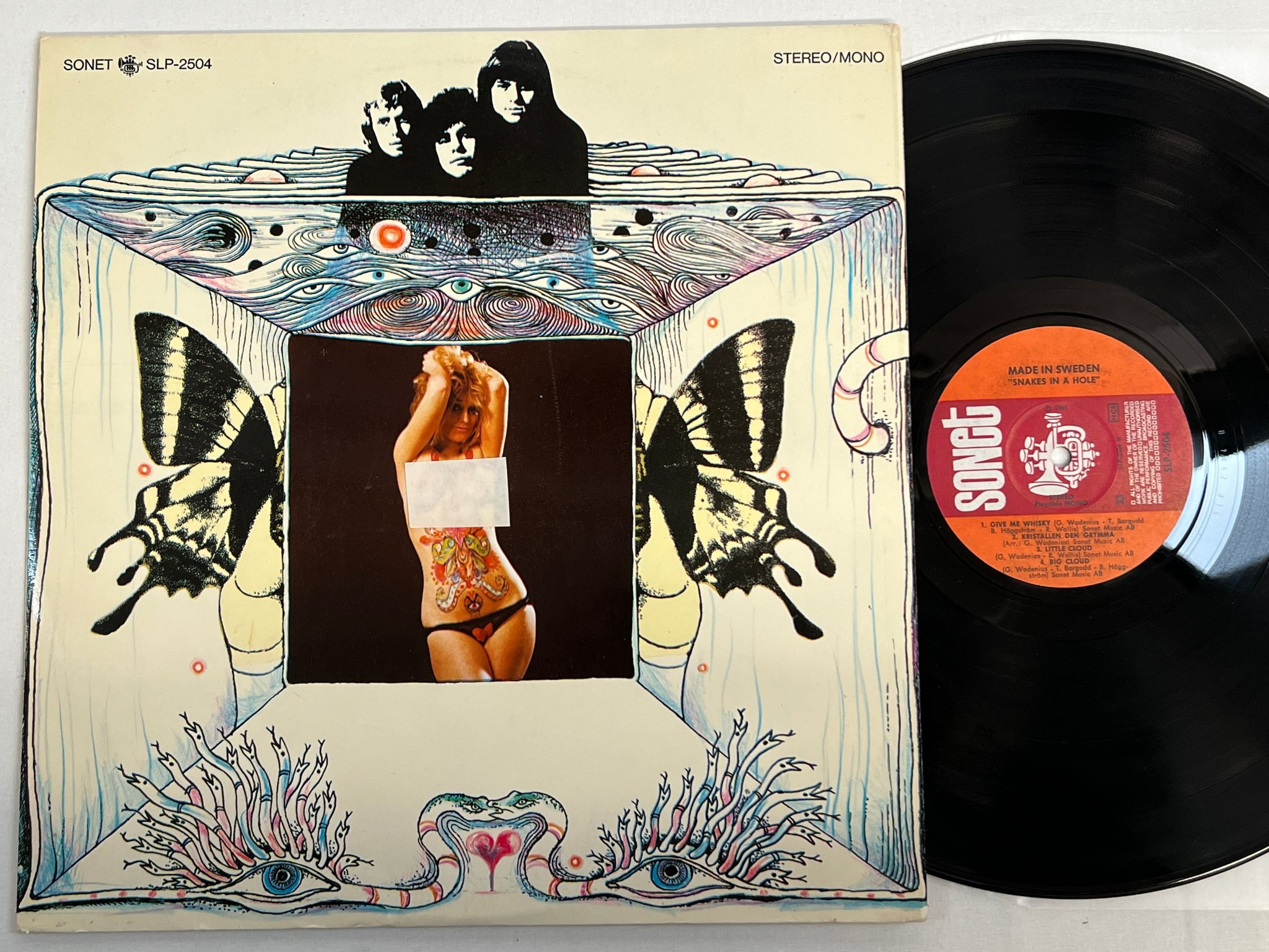 Omslagsbild för skivan MADE IN SWEDEN snake in a hole LP -69 Swe SONET SLP-2504 