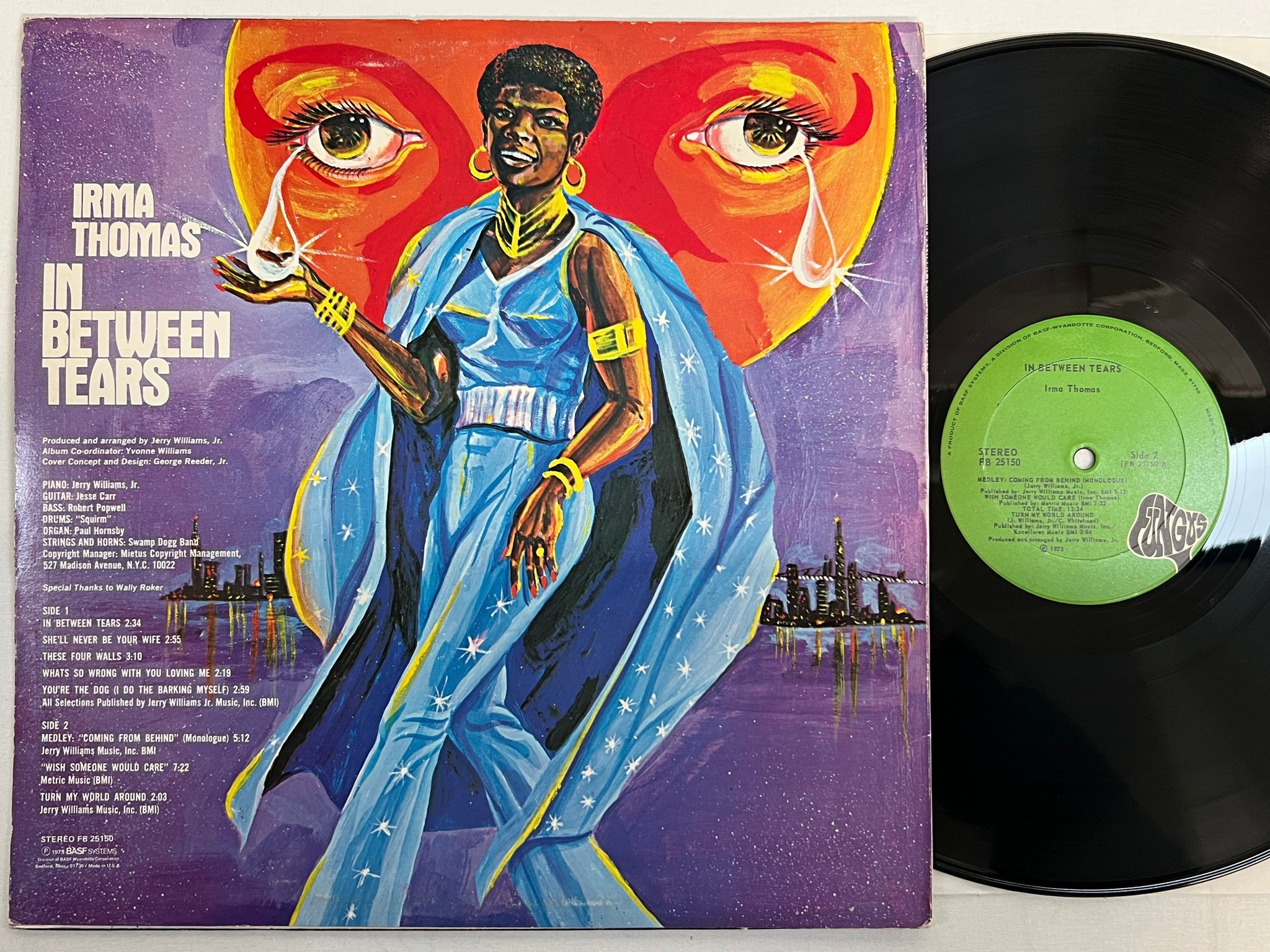 Omslagsbild för skivan IRMA THOMAS in between tears LP -73 US FUNGUS FB 25150