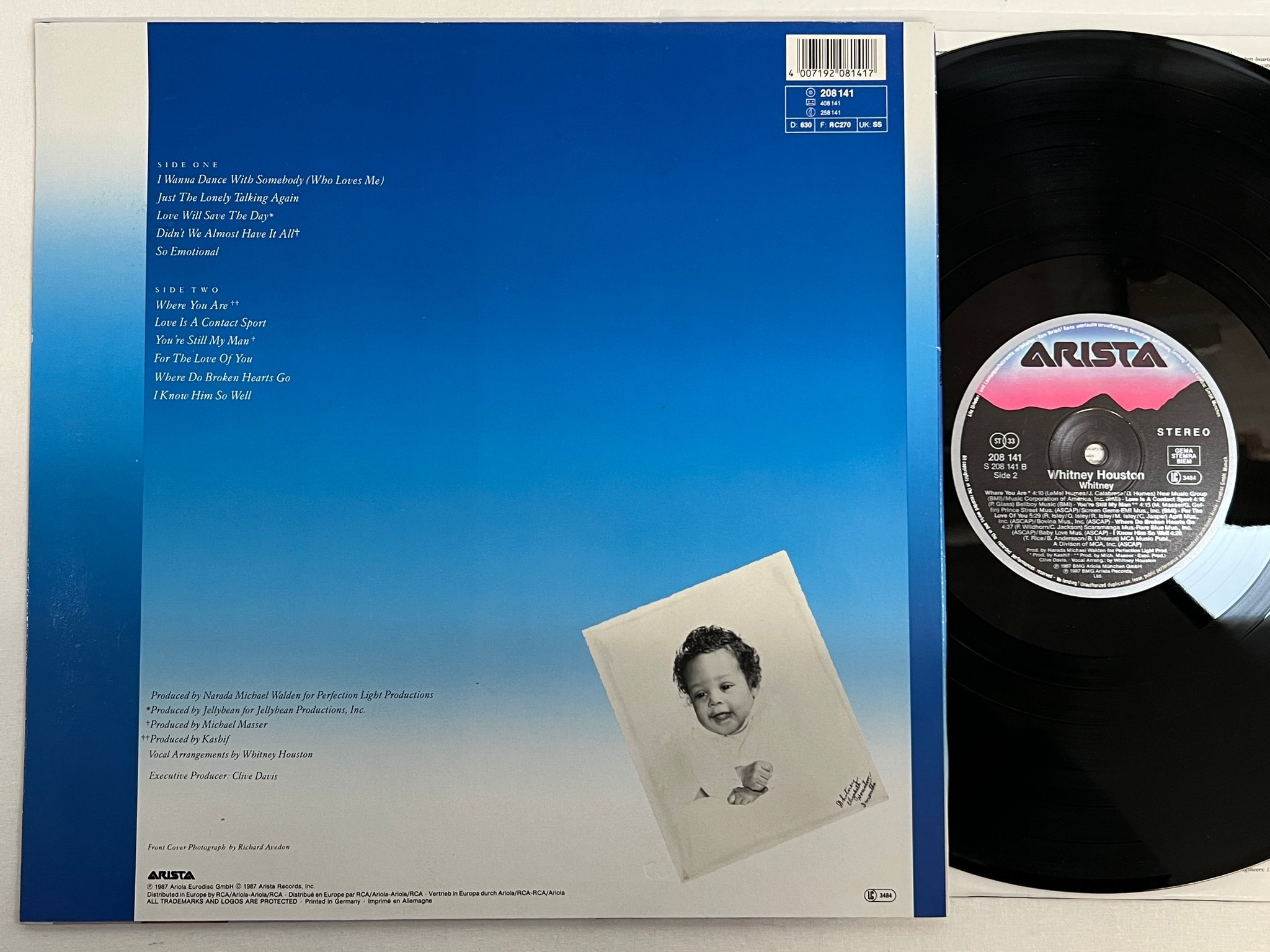 Omslagsbild för skivan WHITNEY HOUSTON whitney LP -87 Ger ARISTA 208 141