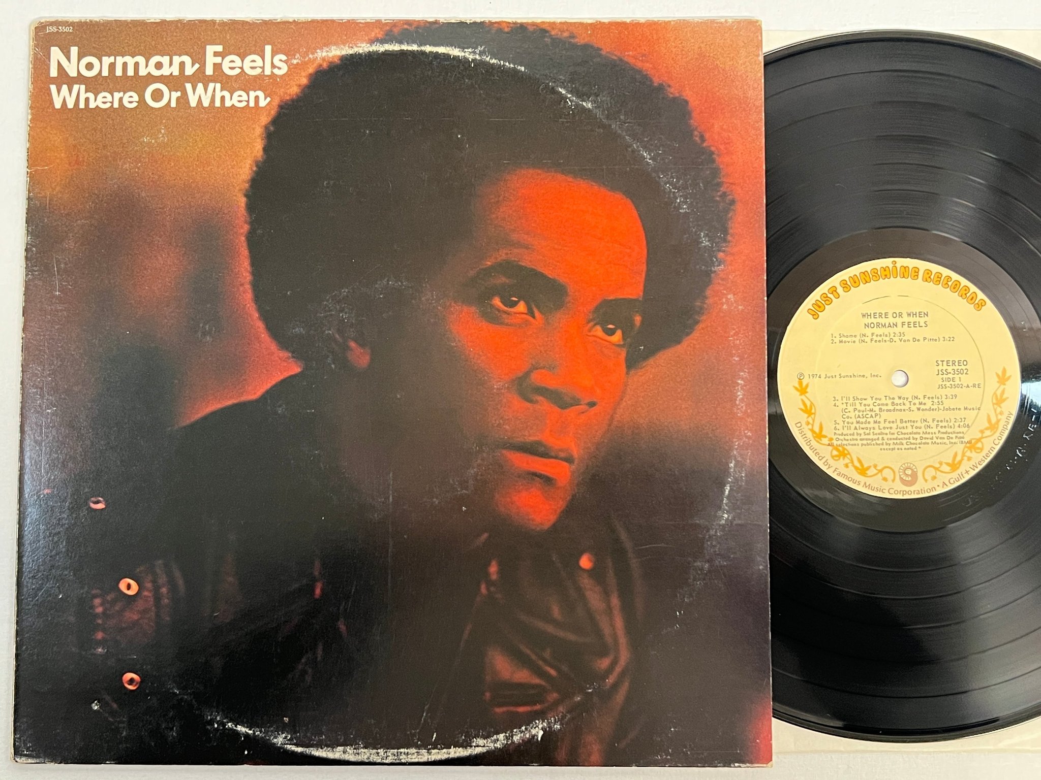 Omslagsbild för skivan NORMAN FEELS where or when LP -74 US JUST SUNSHINE JSS-3502