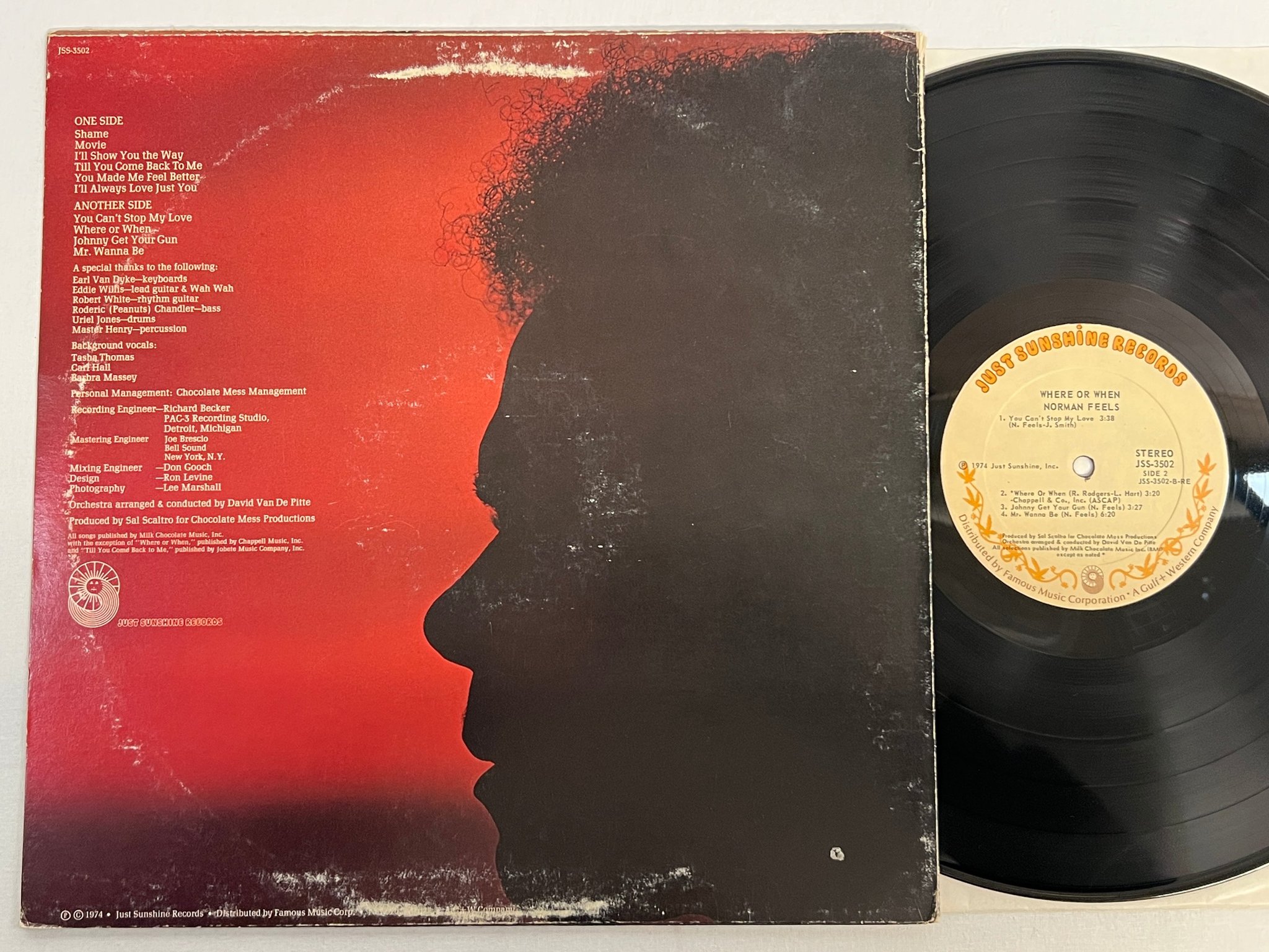 Omslagsbild för skivan NORMAN FEELS where or when LP -74 US JUST SUNSHINE JSS-3502