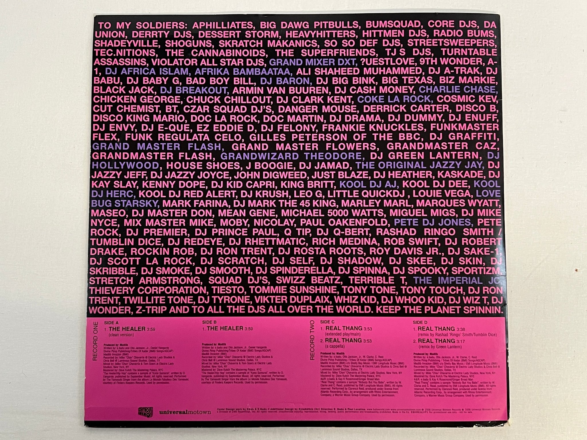 Omslagsbild för skivan ERYKAH BADU The Healer 2x12"single 2008 UNIVERSAL MOTOWN EBHREALVP1 promo