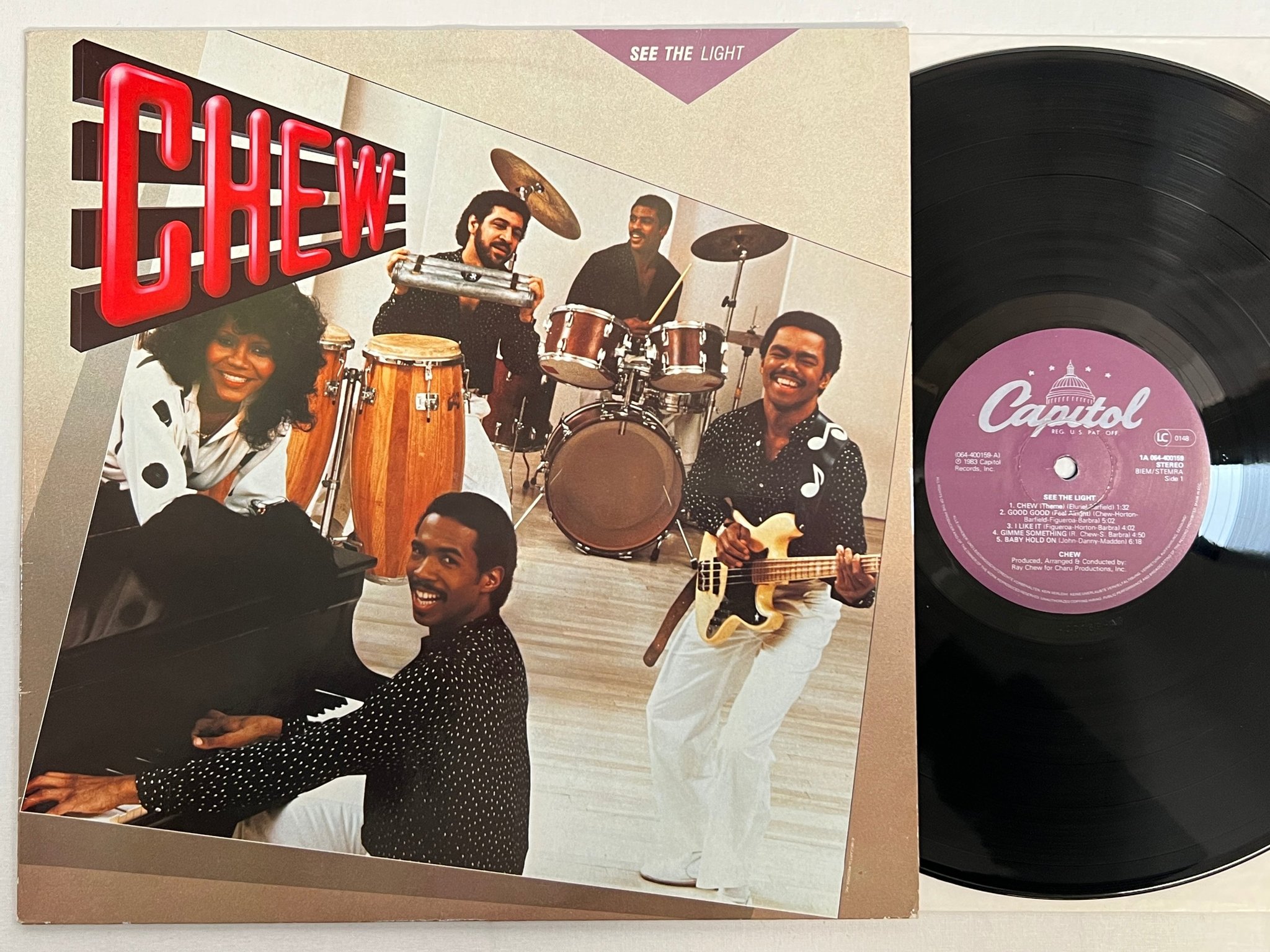 Omslagsbild för skivan CHEW see the light LP -83 Hol CAPITOL 1A 064-400159 BOOGIE FUNK