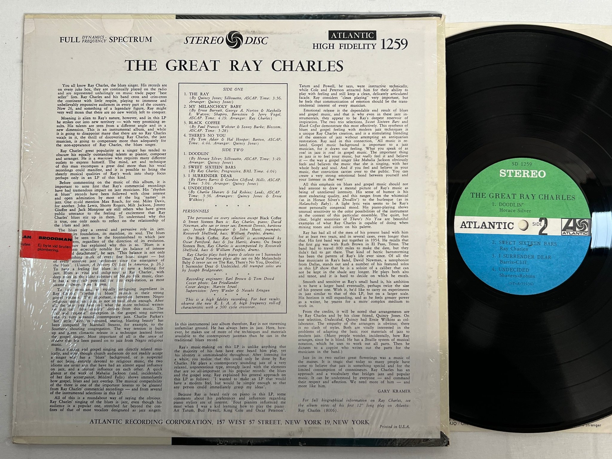 Omslagsbild för skivan RAY CHARLES the great LP US ATLANTIC SD 1259 * nice *