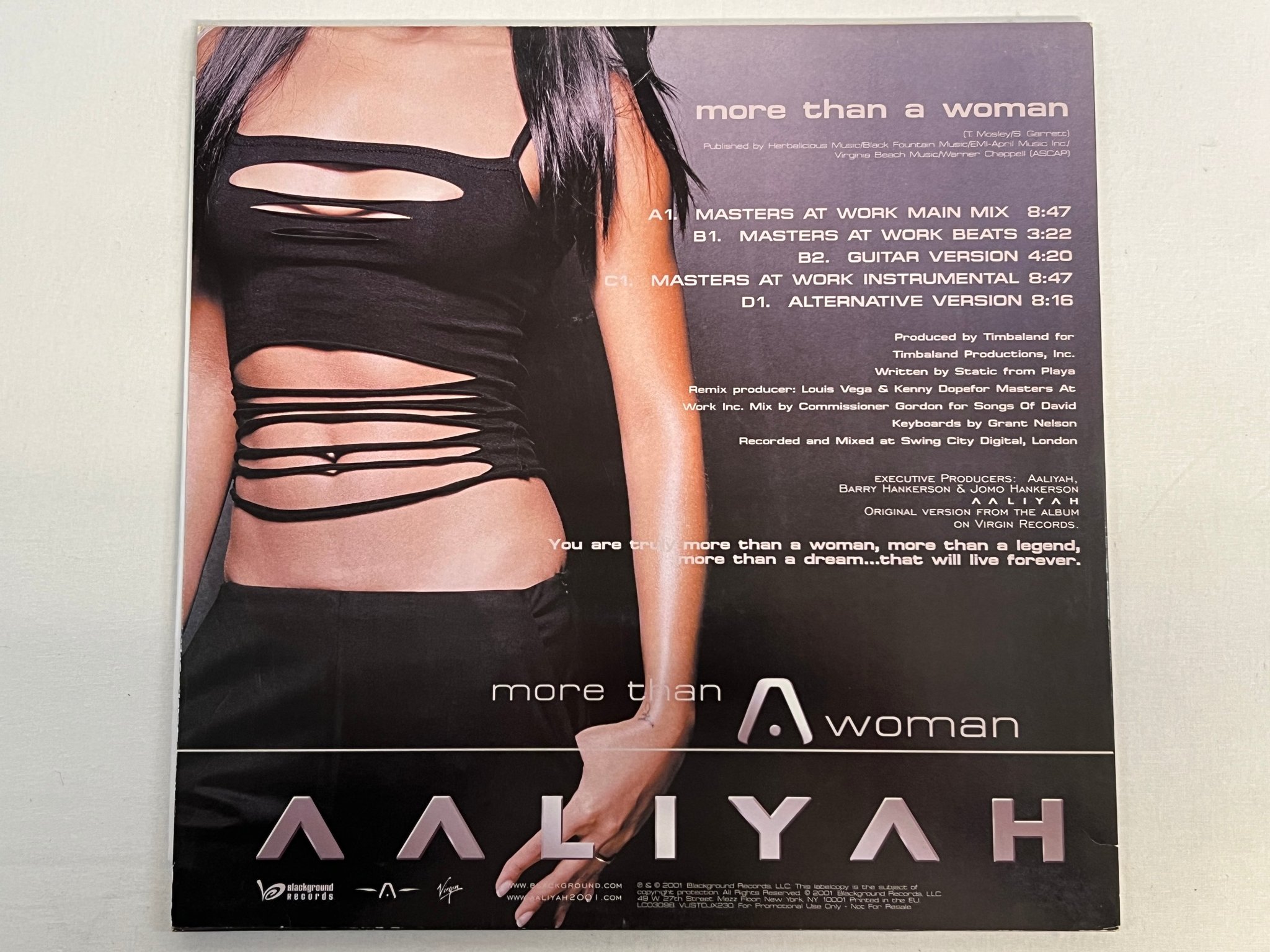 Omslagsbild för skivan AALIYAH More Than A Woman 2x12"single 2001 UK PROMO VIRGIN VUSTDJX230