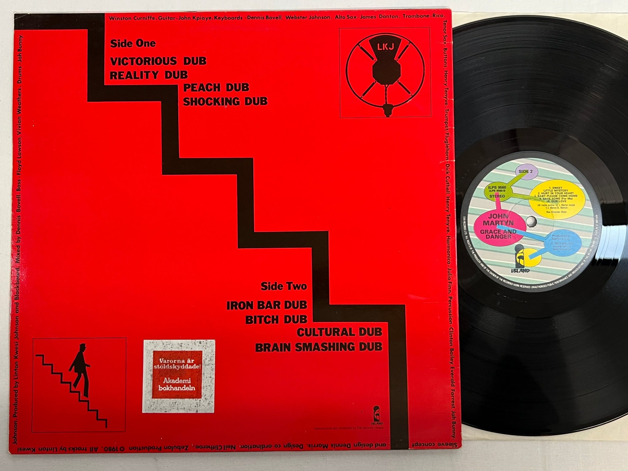 Omslagsbild för skivan LINTON KWESI JOHNSON L.K.J. in dub LP -80 UK ISLAND ILPS 9650