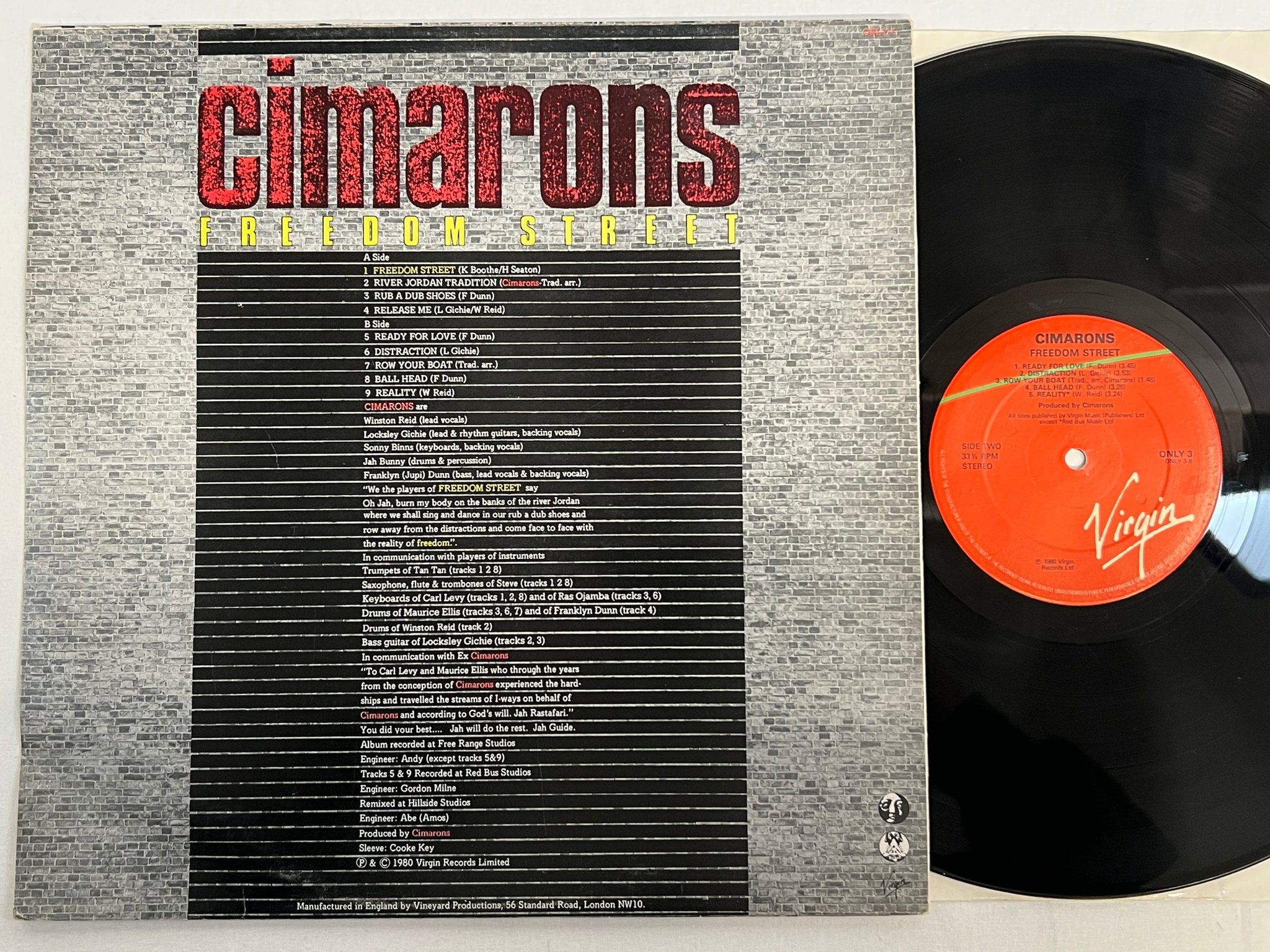 Omslagsbild för skivan CIMARONS freedom street LP -80 UK VIRGIN ONLY 3