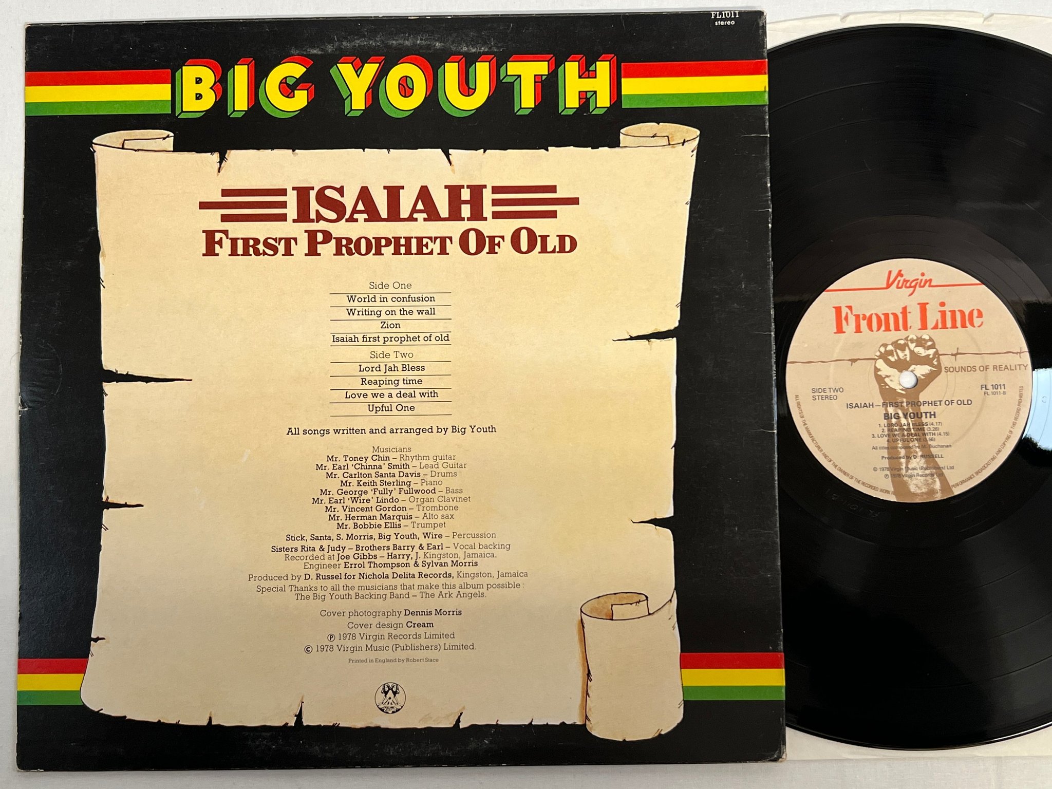 Omslagsbild för skivan BIG YOUTH isaiah - first prophet of old LP -78 UK VIRGIN FRONTLINE FL 1011