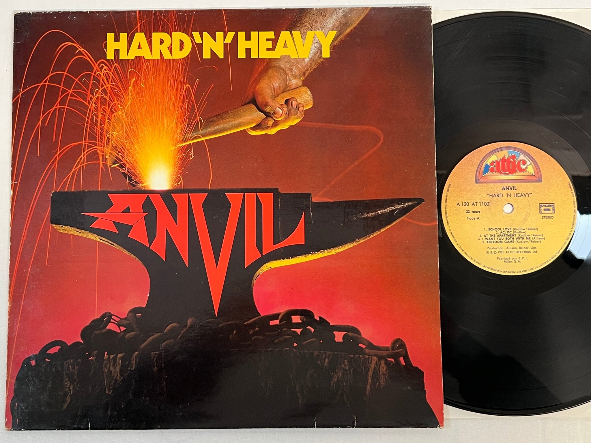 Omslagsbild för skivan ANVIL hard & heavy LP -81 Fra ATTIC LAT 1100