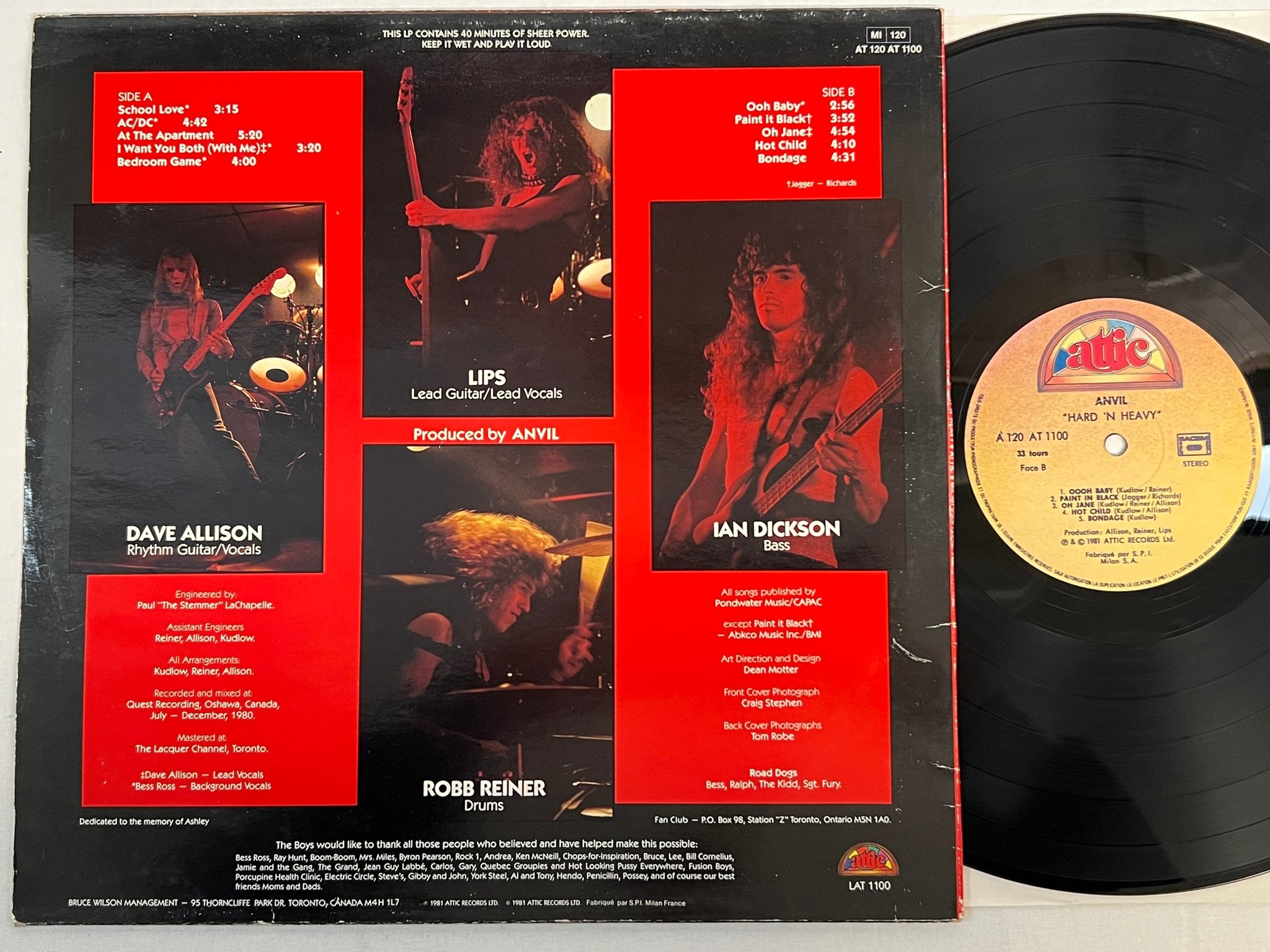 Omslagsbild för skivan ANVIL hard & heavy LP -81 Fra ATTIC LAT 1100