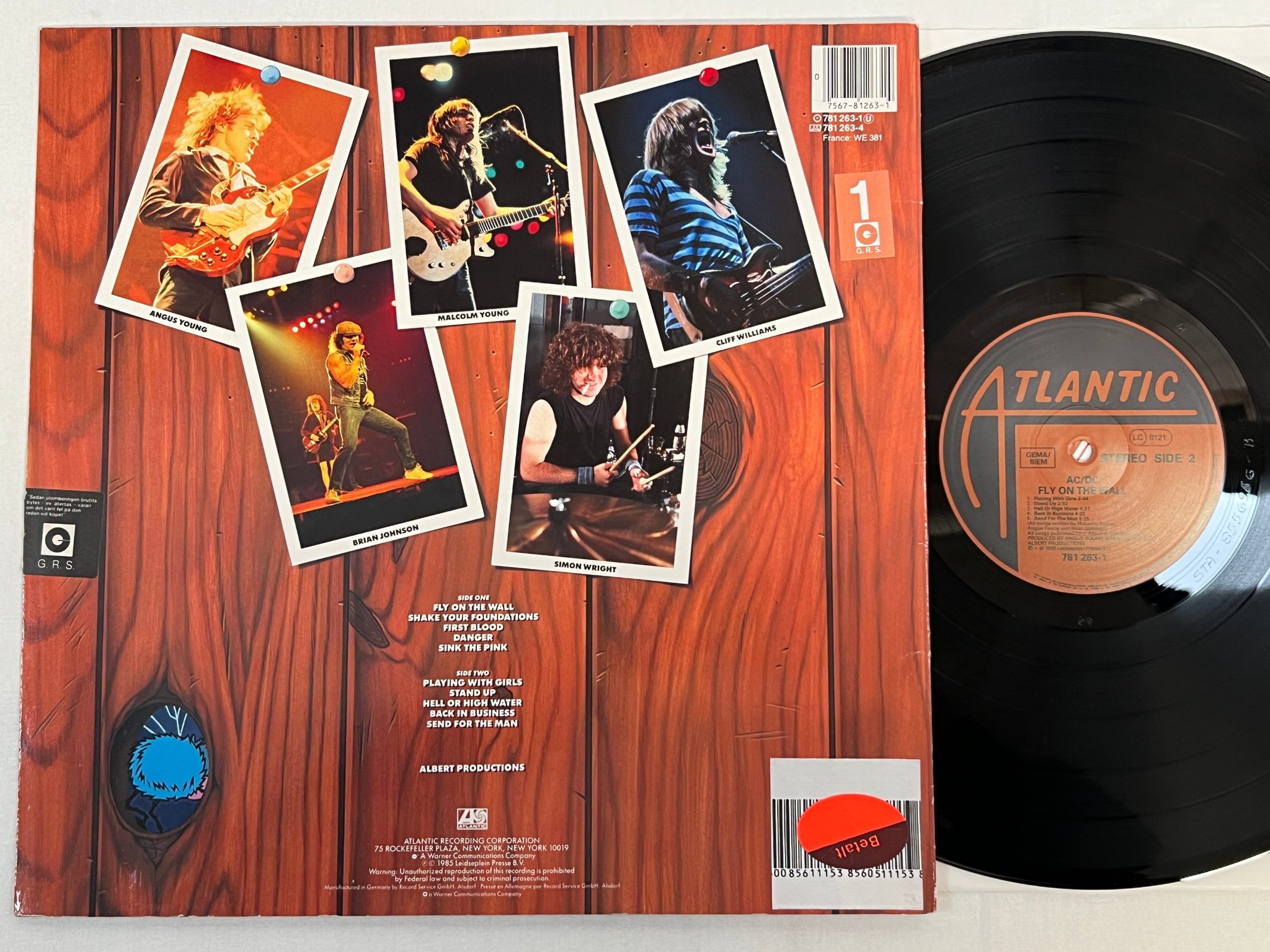 Omslagsbild för skivan AC/DC fly on the wall LP -85 ATLANTIC 781 263-1
