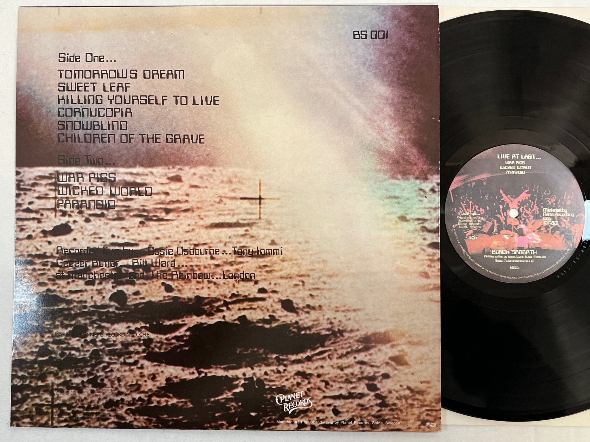 Omslagsbild för skivan BLACK SABBATH live at last LP -80 ncb NEMS 85001 838 818-1