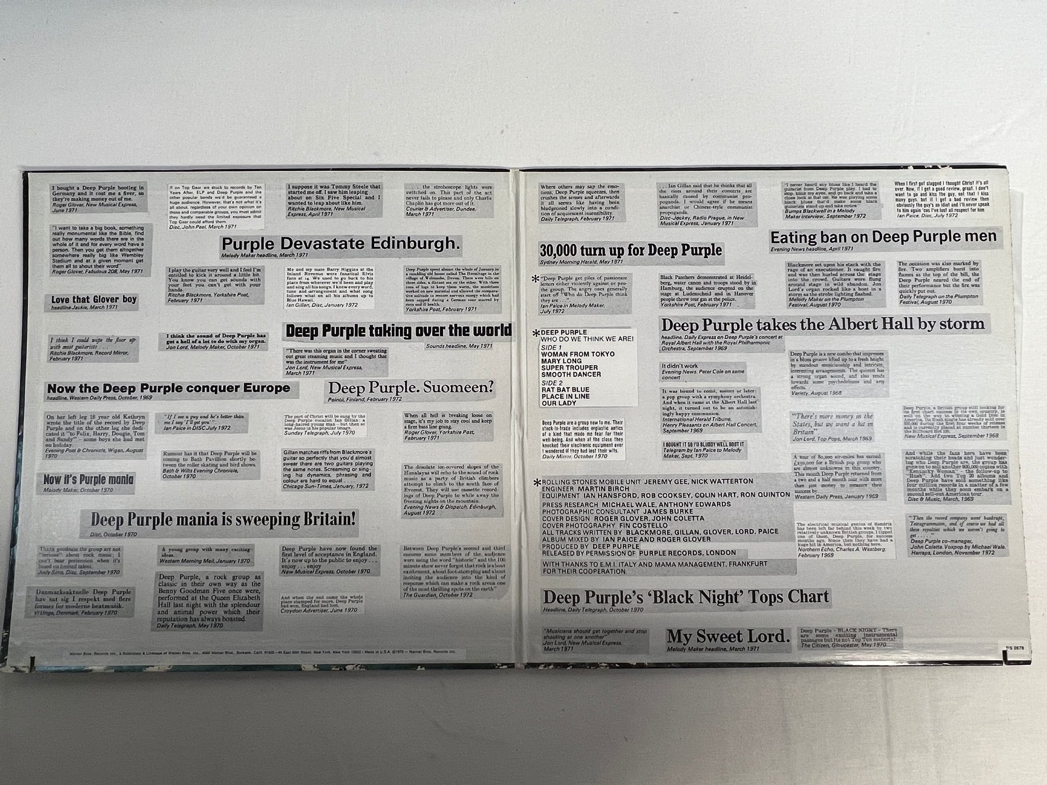 Omslagsbild för skivan DEEP PURPLE Who Do We Think We Are LP -73 US WARNER BROS BS 2678