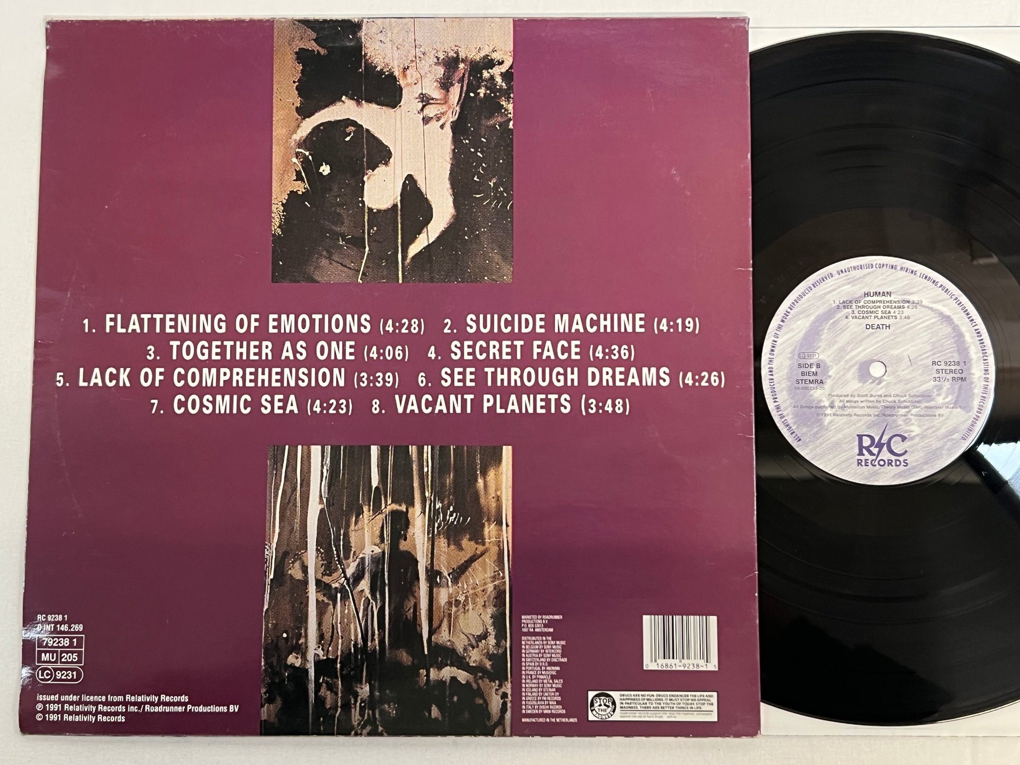 Omslagsbild för skivan DEATH human LP -91 Hol R/C RC 9238 1  "* RARE DEATH METAL **