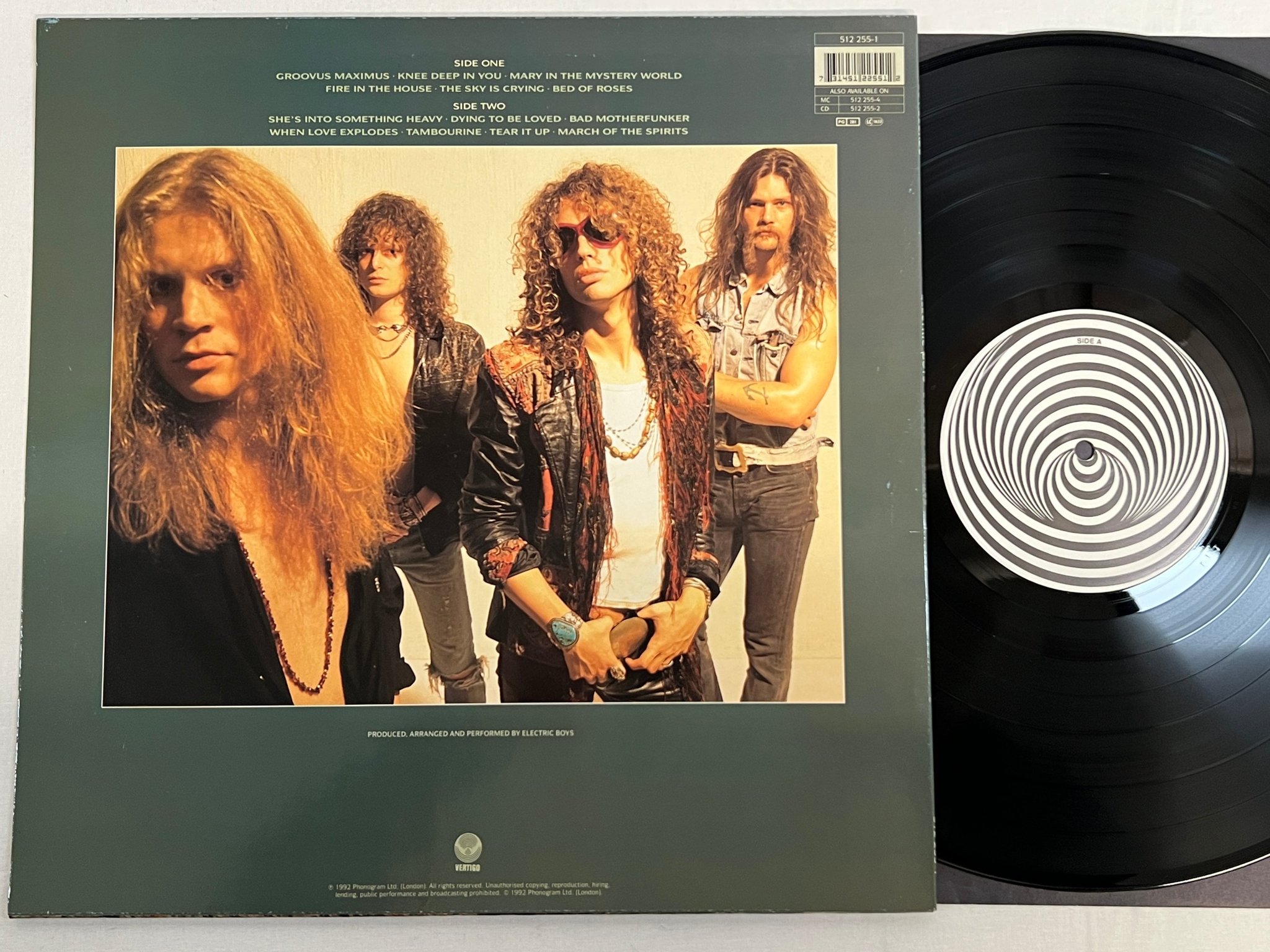 Omslagsbild för skivan ELECTRIC BOYS groovus maximus LP -92 Hol VERTIGO 512 255-1