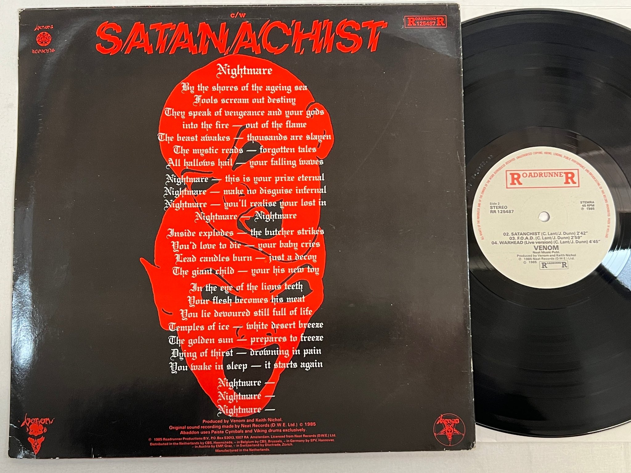 Omslagsbild för skivan VENOM nightmare 12"ep -85 ROADRUNNER RR 125487 black metal
