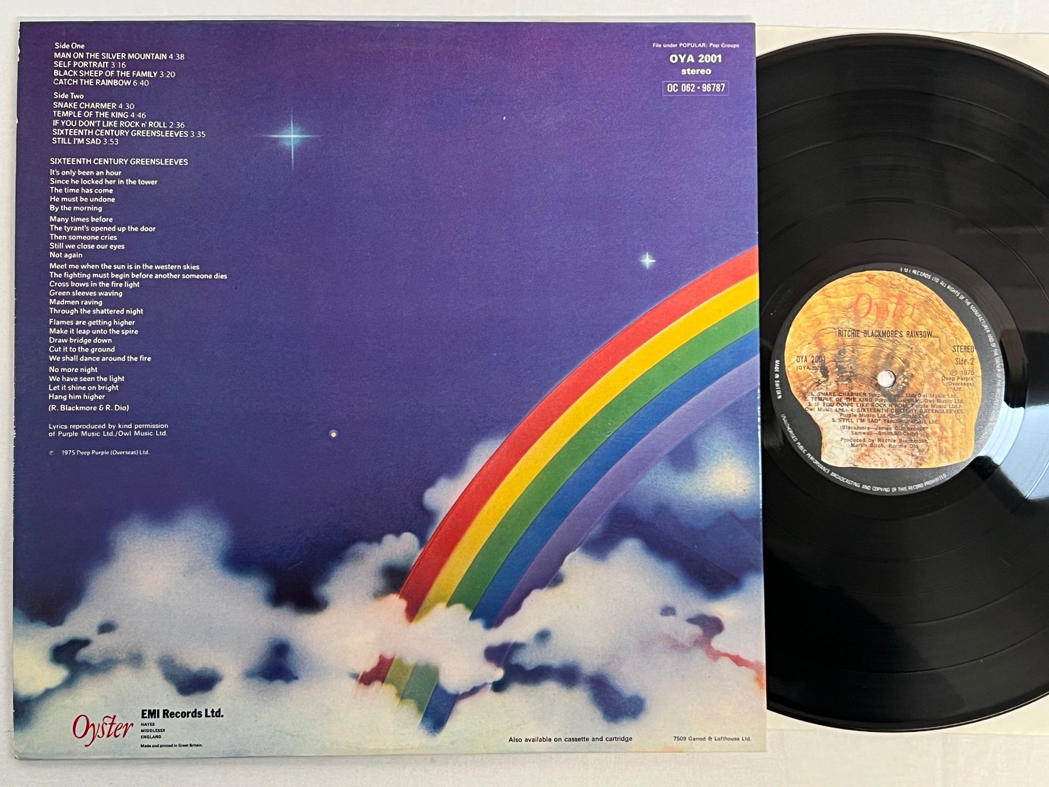 Omslagsbild för skivan RAINBOW Ritchie Blackmore's Rainbow LP -75 Swe OYSTER OYA 2001