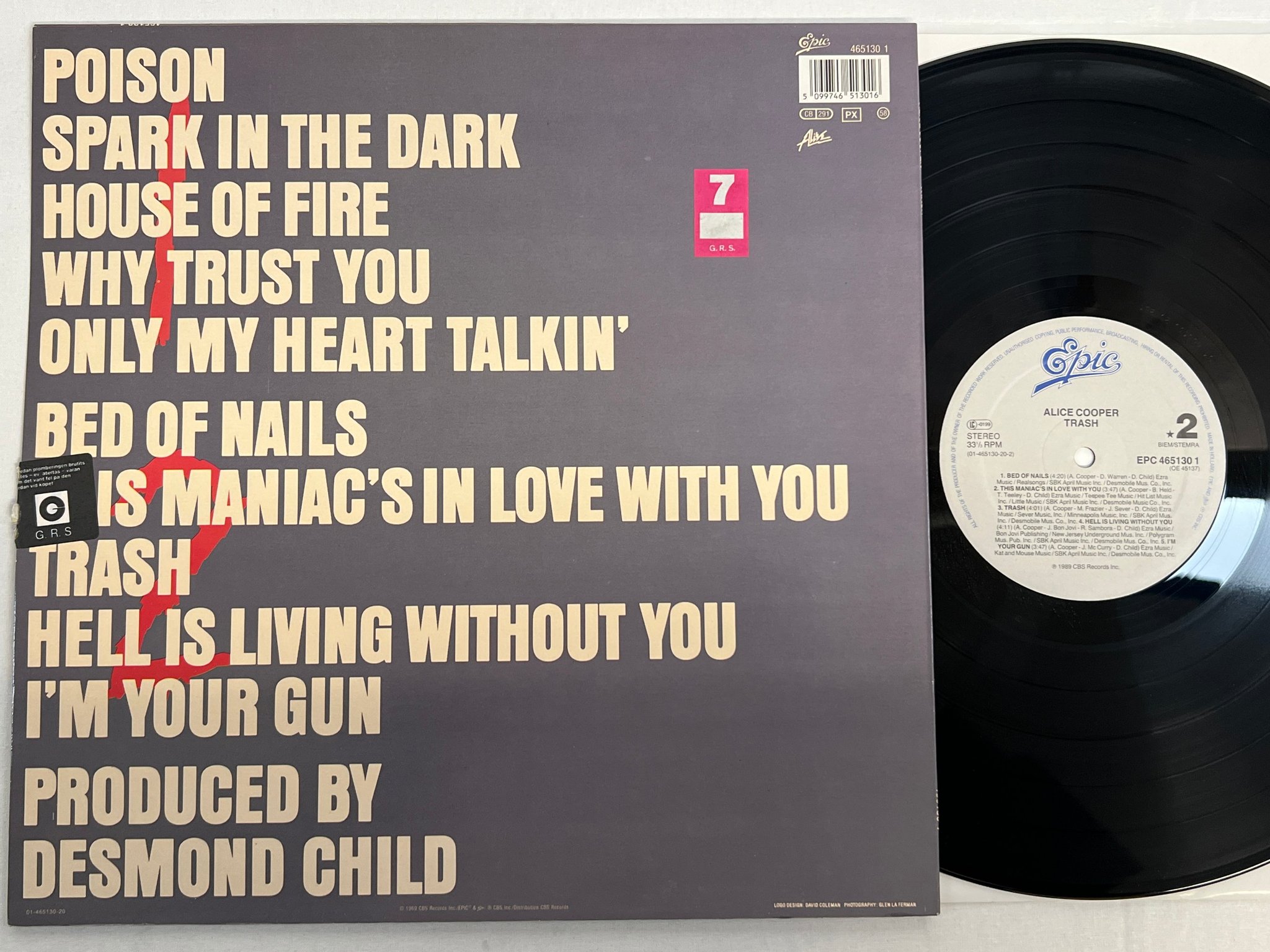 Omslagsbild för skivan ALICE COOPER trash LP -89 Hol EPIC EPC 4651301