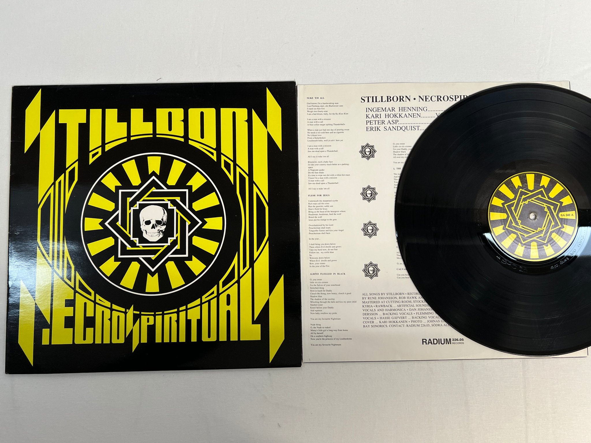 Omslagsbild för skivan STILLBORN Necrospirituals LP -89 Swe radium 226.05 RA 048