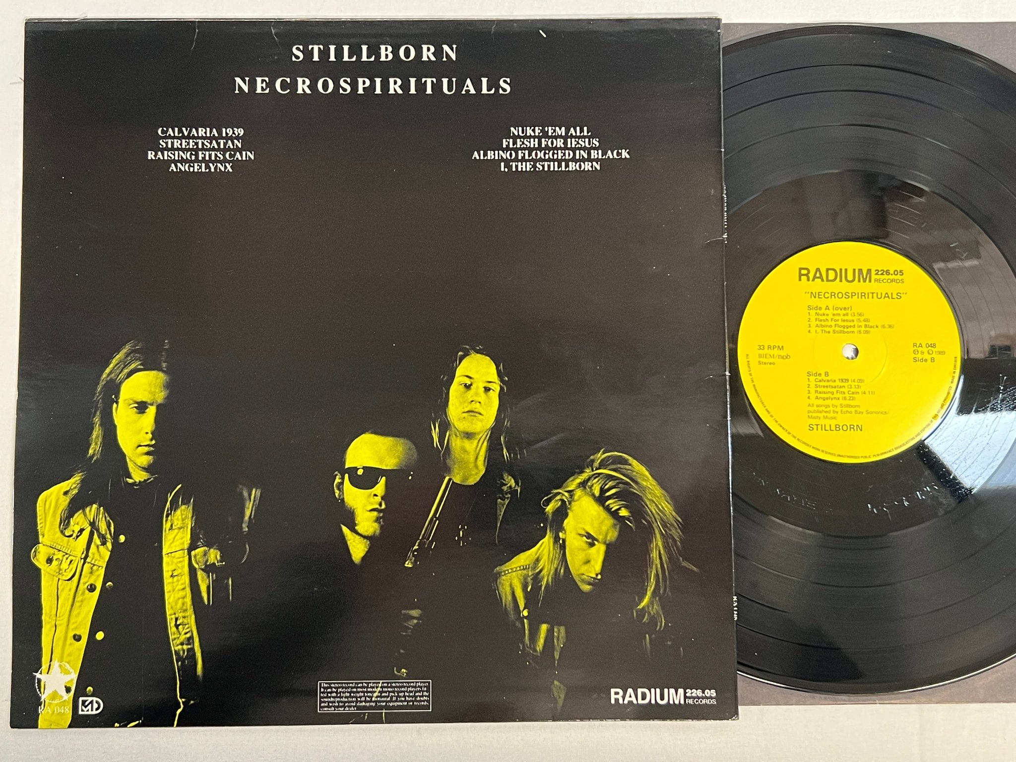 Omslagsbild för skivan STILLBORN Necrospirituals LP -89 Swe radium 226.05 RA 048