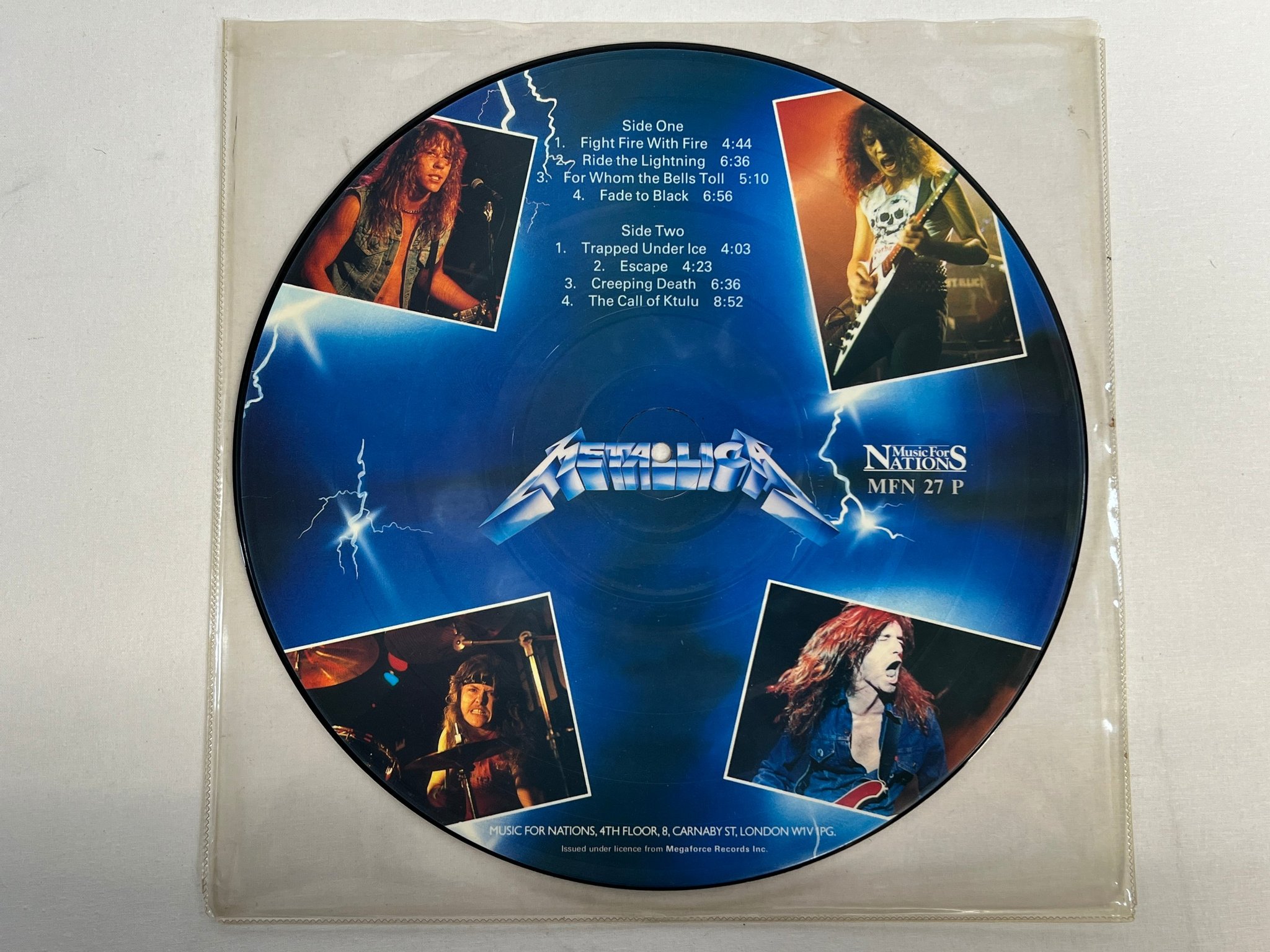 Omslagsbild för skivan METALLICA ride the lightning PICTURE DISC MUSIC FOR NATIONS MFN 27P