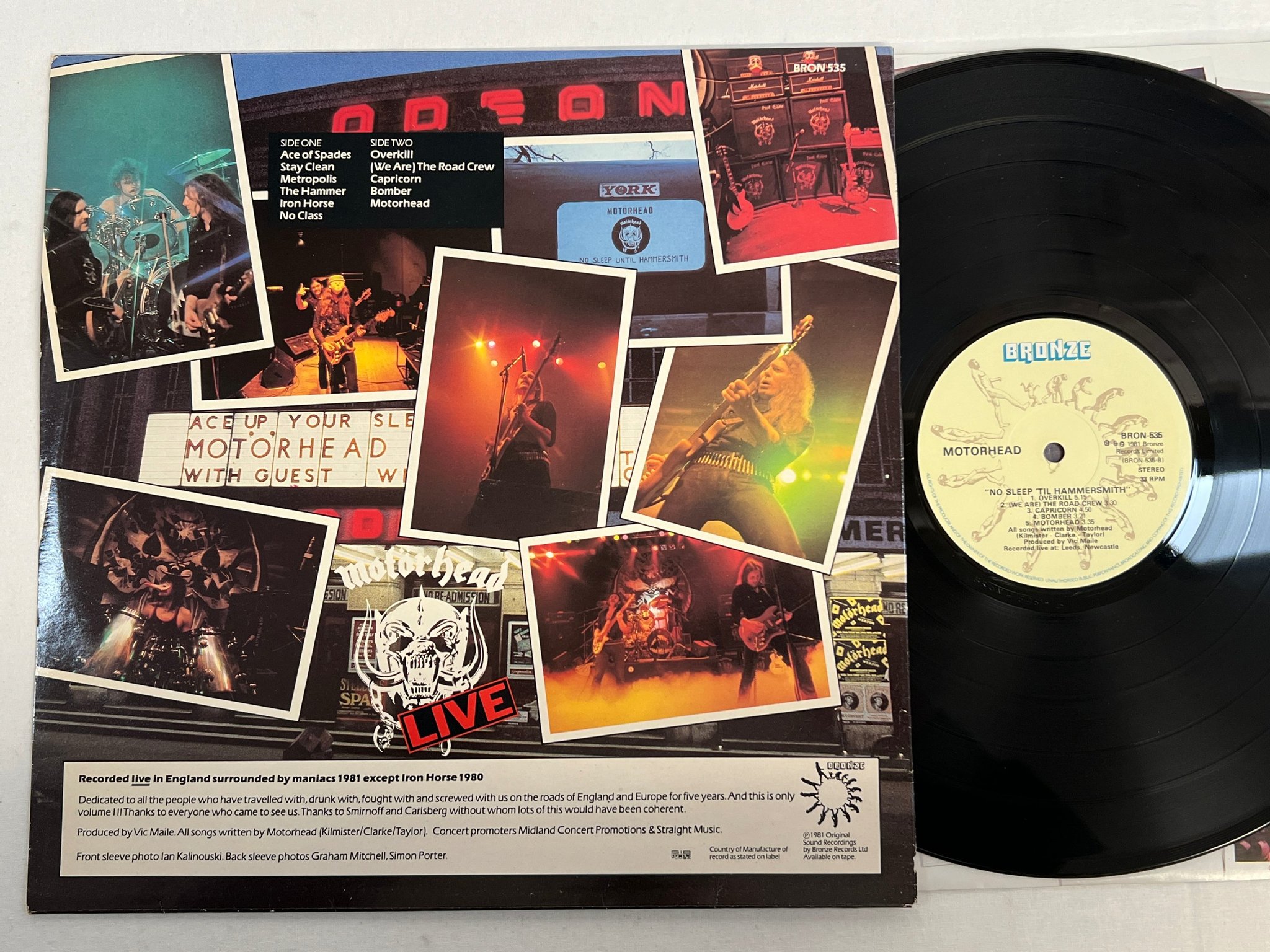 Omslagsbild för skivan MOTÖRHEAD no sleep 'til Hammersmith LP -81 ncb BRONZE BRON 535