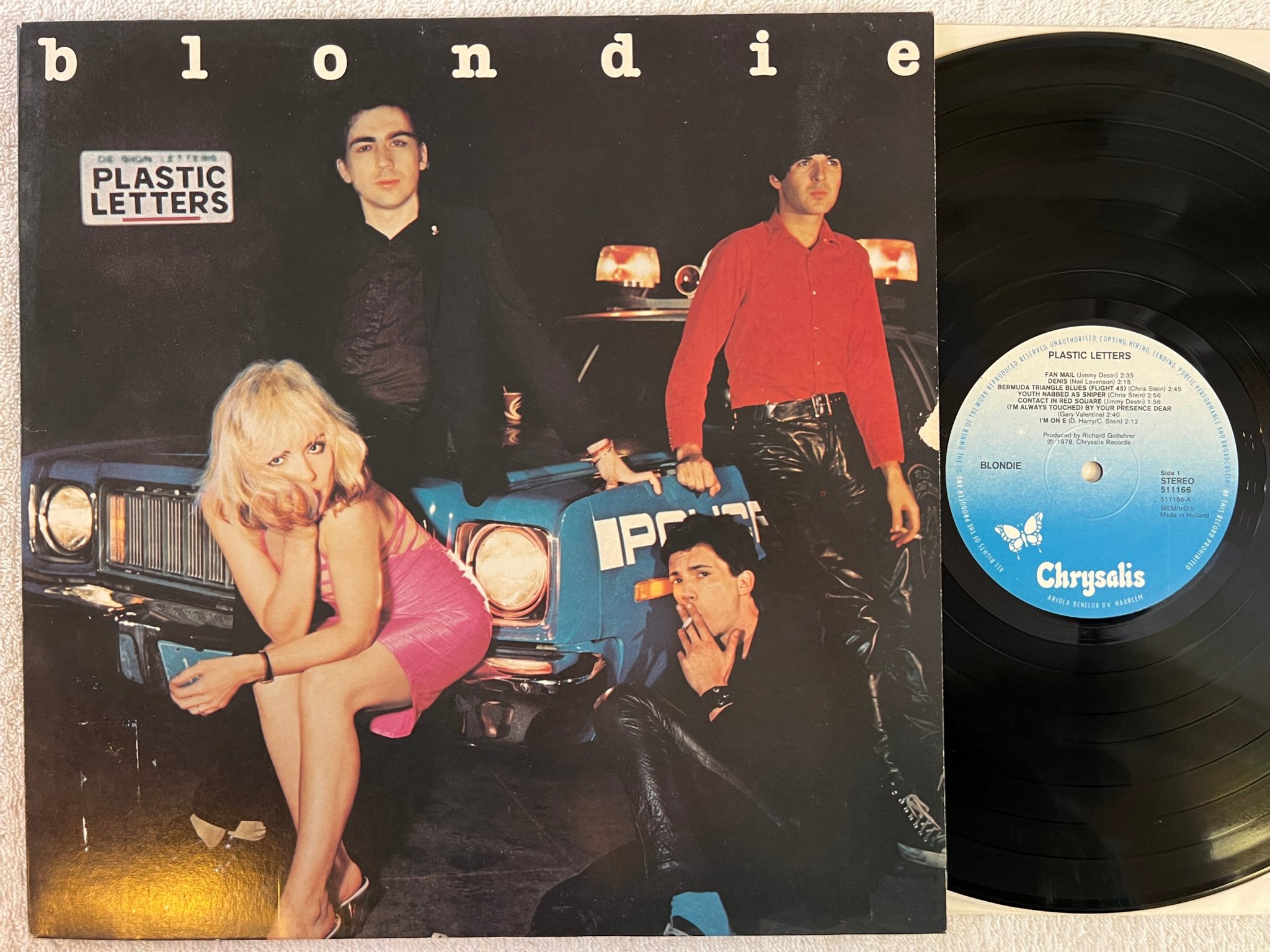 Omslagsbild för skivan BLONDIE plastic letters LP -78 Hol CHRYSALIS 511166