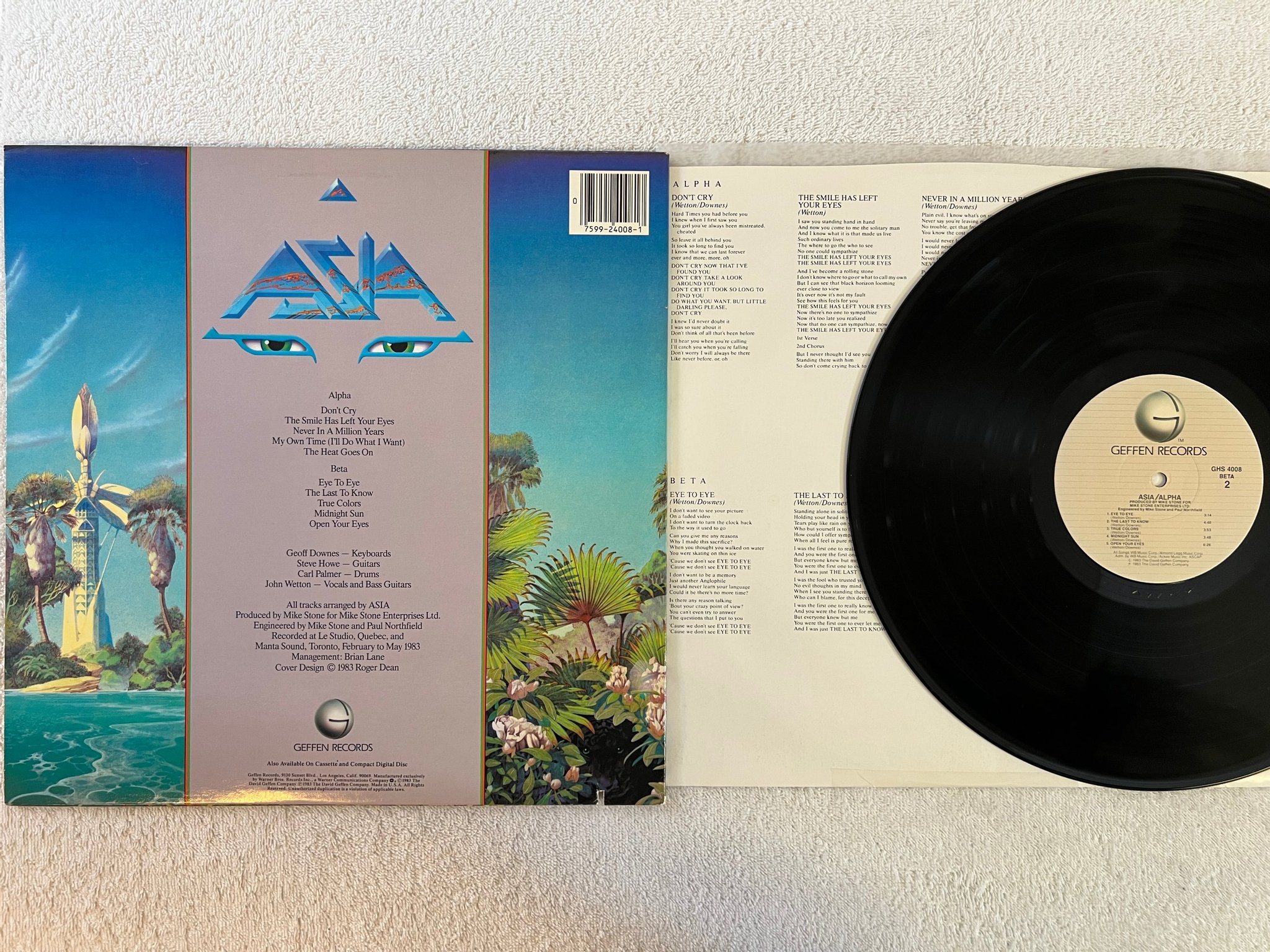 Omslagsbild för skivan ASIA alpha LP -83 US GEFFEN GHS 4008