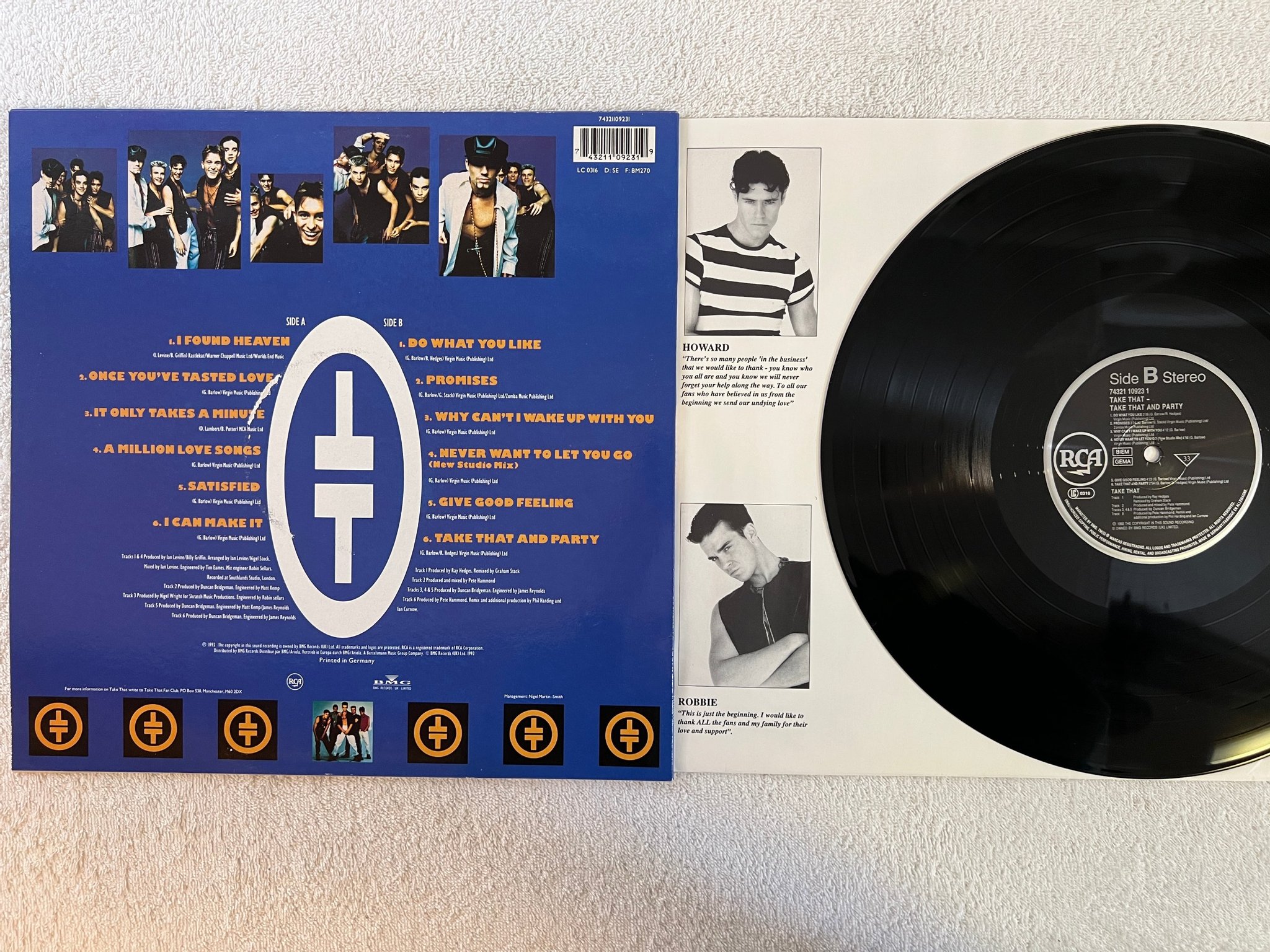 Omslagsbild för skivan TAKE THAT Take That & Party LP -92 RCA 74321109231 ** RARE BOY BAND CLASSIC **
