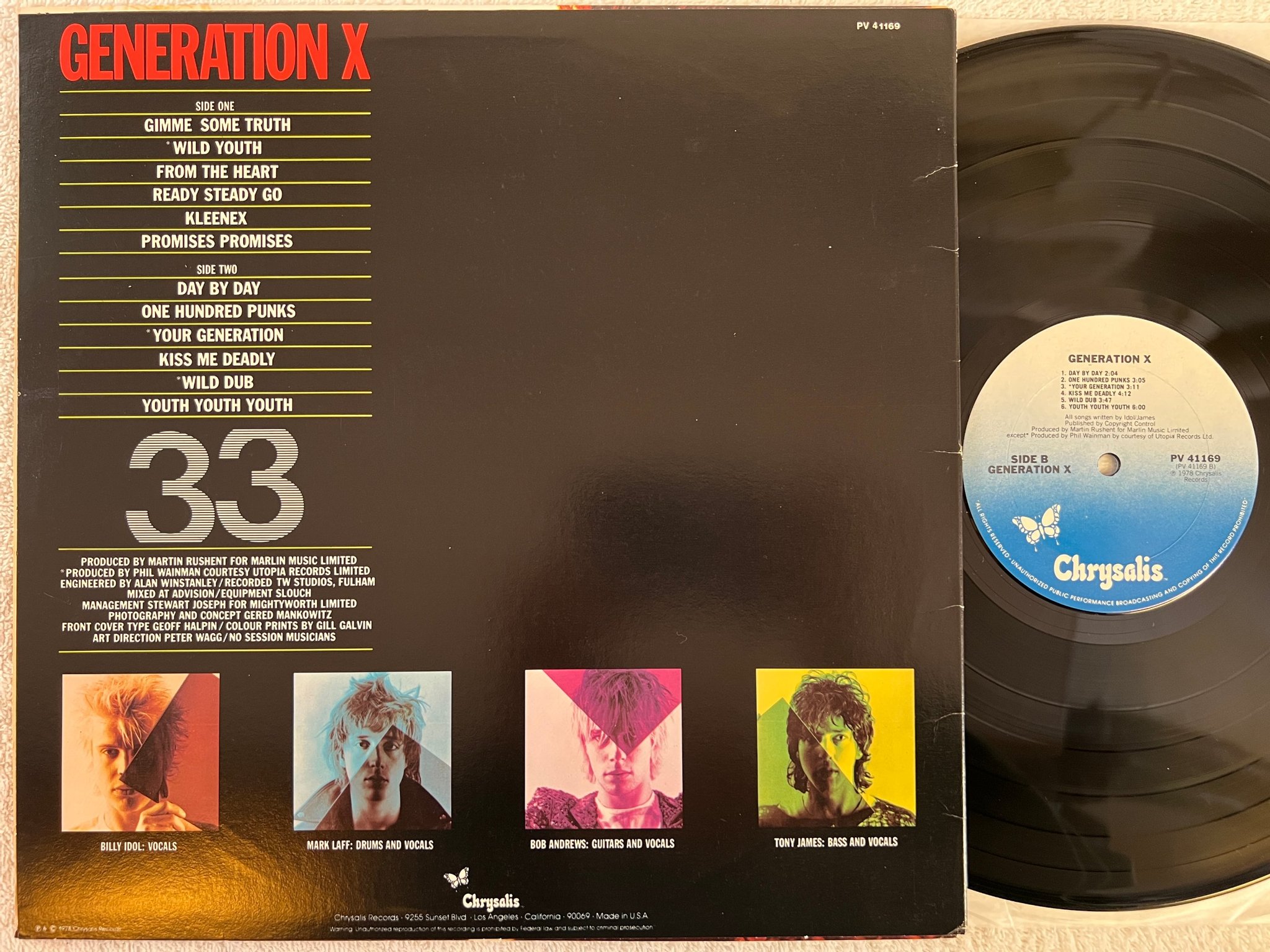Omslagsbild för skivan GENERATION X s/t LP -78 US CHRYSALIS PV 41169