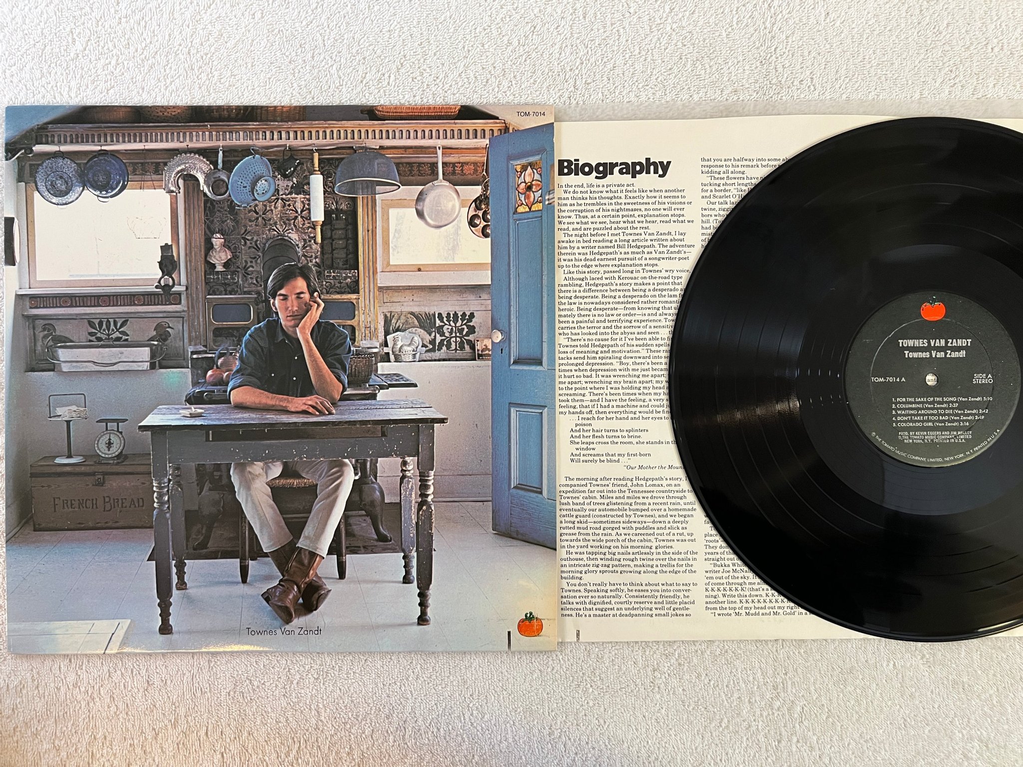 Omslagsbild för skivan TOWNES VAN ZANDT s/t LP -69/78 US TOMTO TOM-7014 country rock ** CLASSIC **